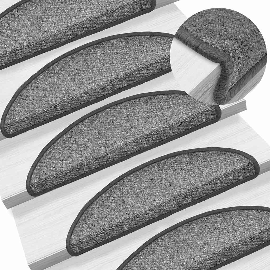 Prostirke za stepenice 20 kom 56x17x3 cm tamno sive poluokrugle