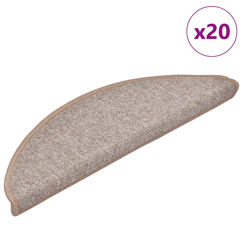 Prostirke za stepenice 20 kom 56x17x3 cm svijetlosmeđe poluokrugle