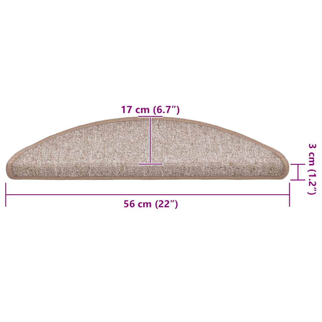 Prostirke za stepenice 20 kom 56x17x3 cm svijetlosmeđe poluokrugle