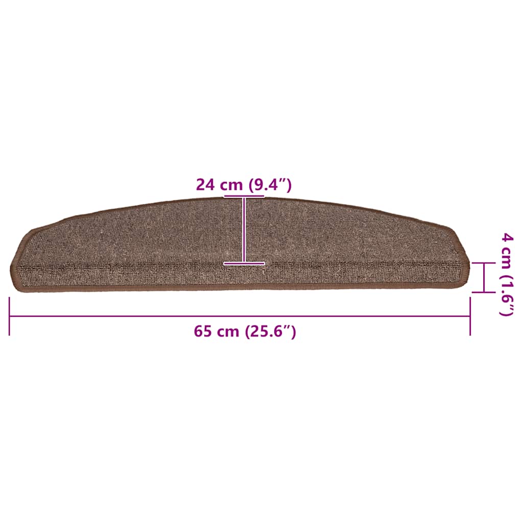 Prostirke za stepenice 20 kom 65x24x4 cm boje kave, poluokrugle, velike
