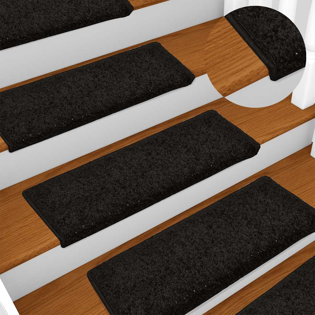 Prostirke za stepenice 30 kom 65x21x4 cm Crne pravokutne rubove