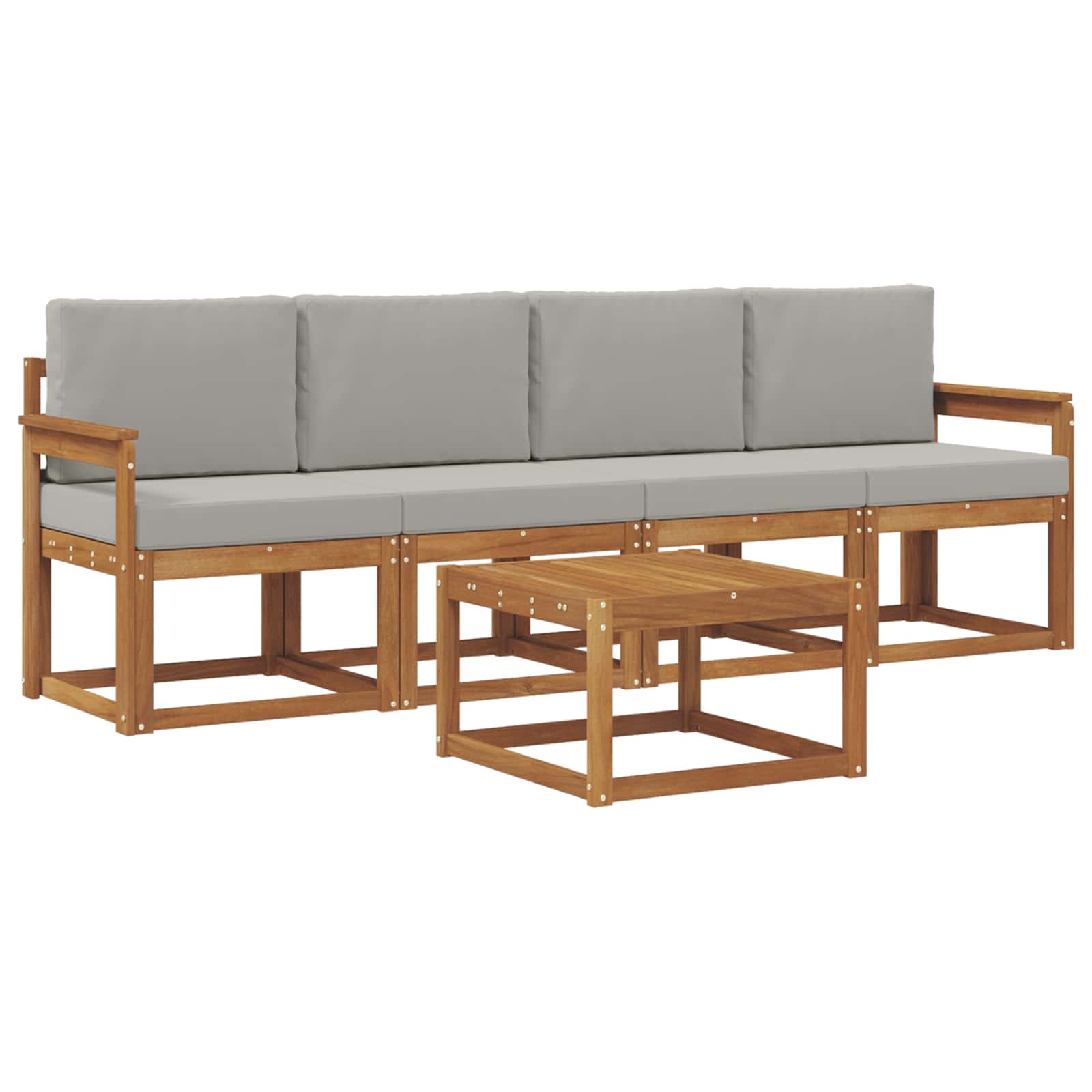 Set vanjskih sofa s jastukom 5 pcs Prirodna i svijetlo siva