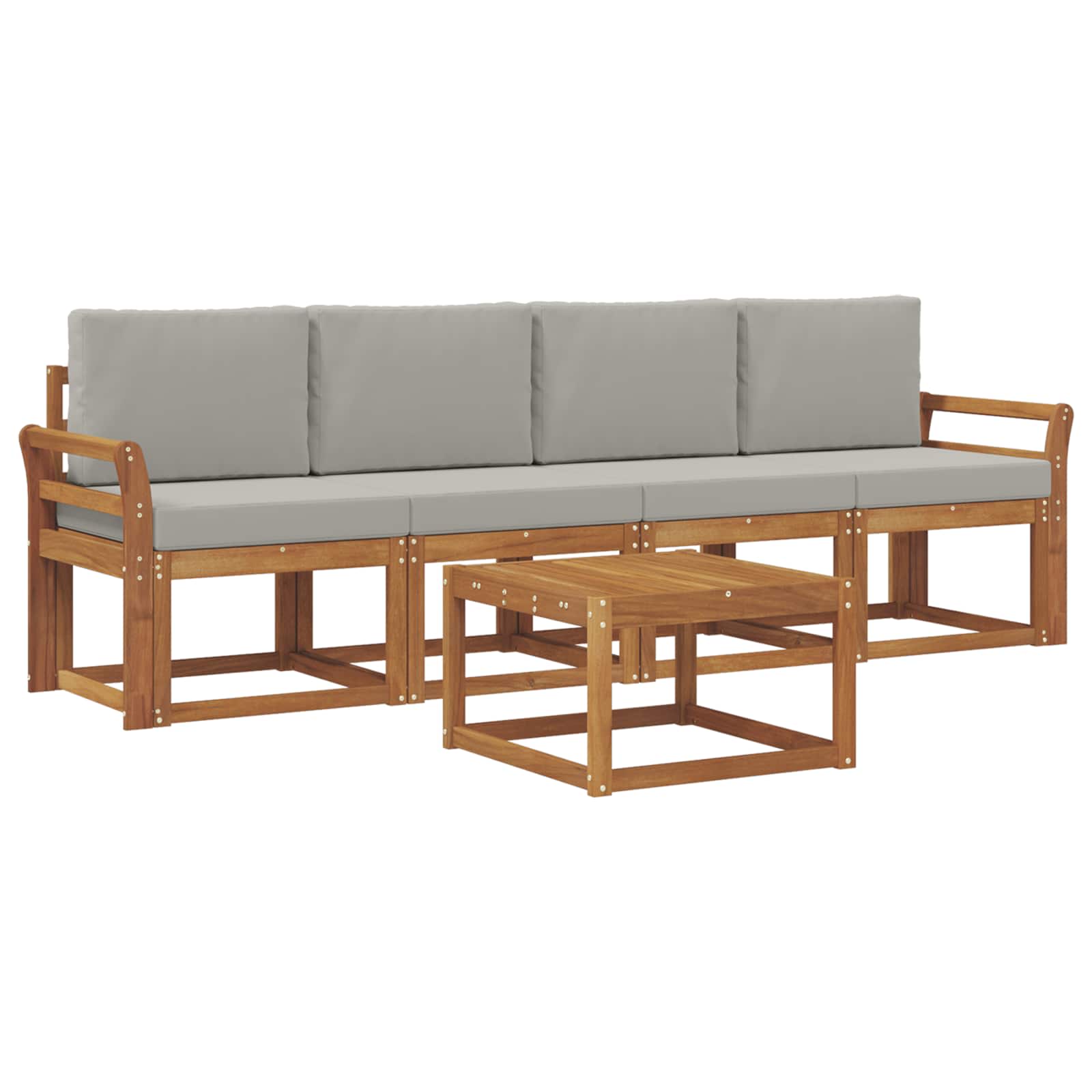 Set vanjskih sofa s jastukom 5 pcs Prirodna i svijetlo siva