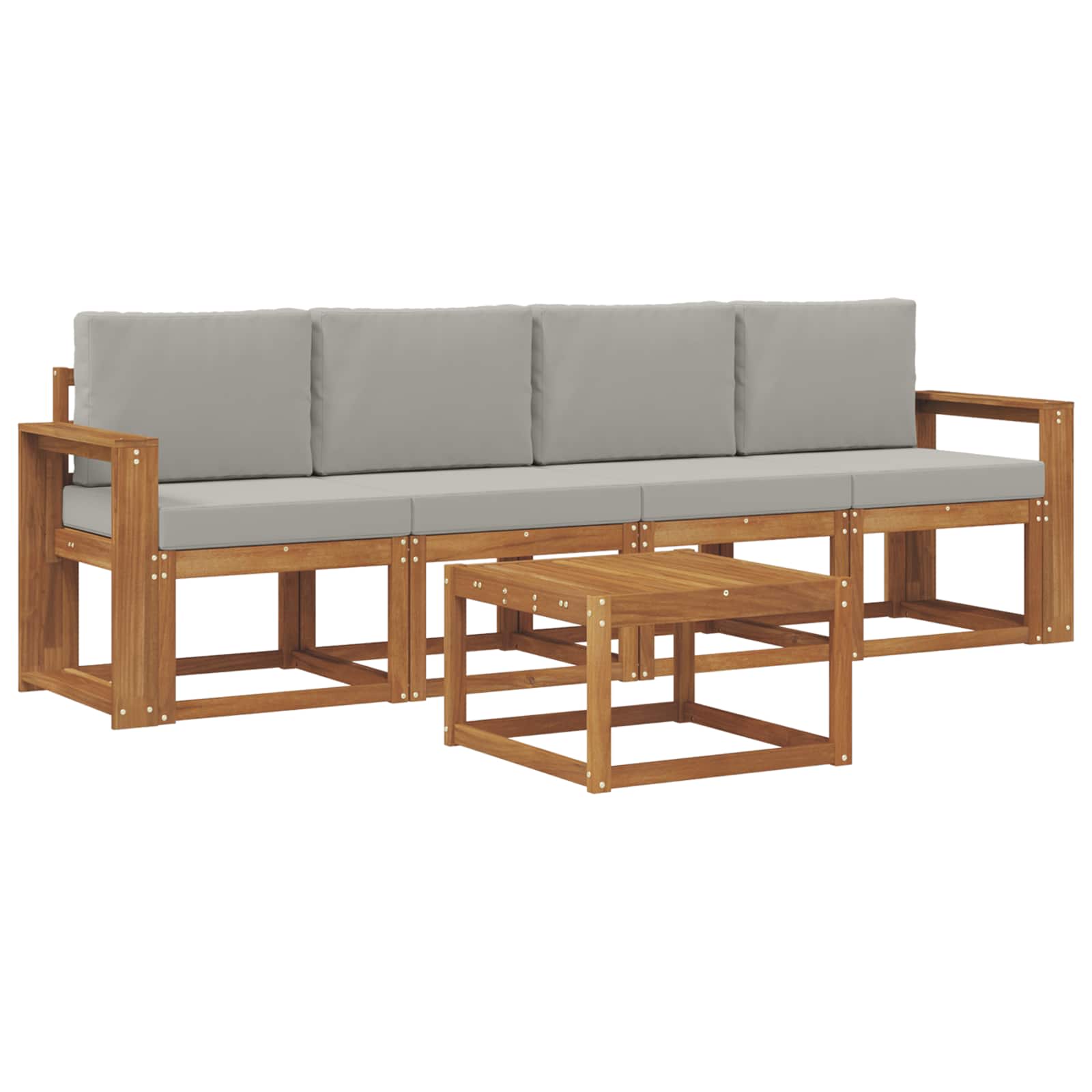 Set vanjskih sofa s jastukom 5 pcs Prirodna i svijetlo siva