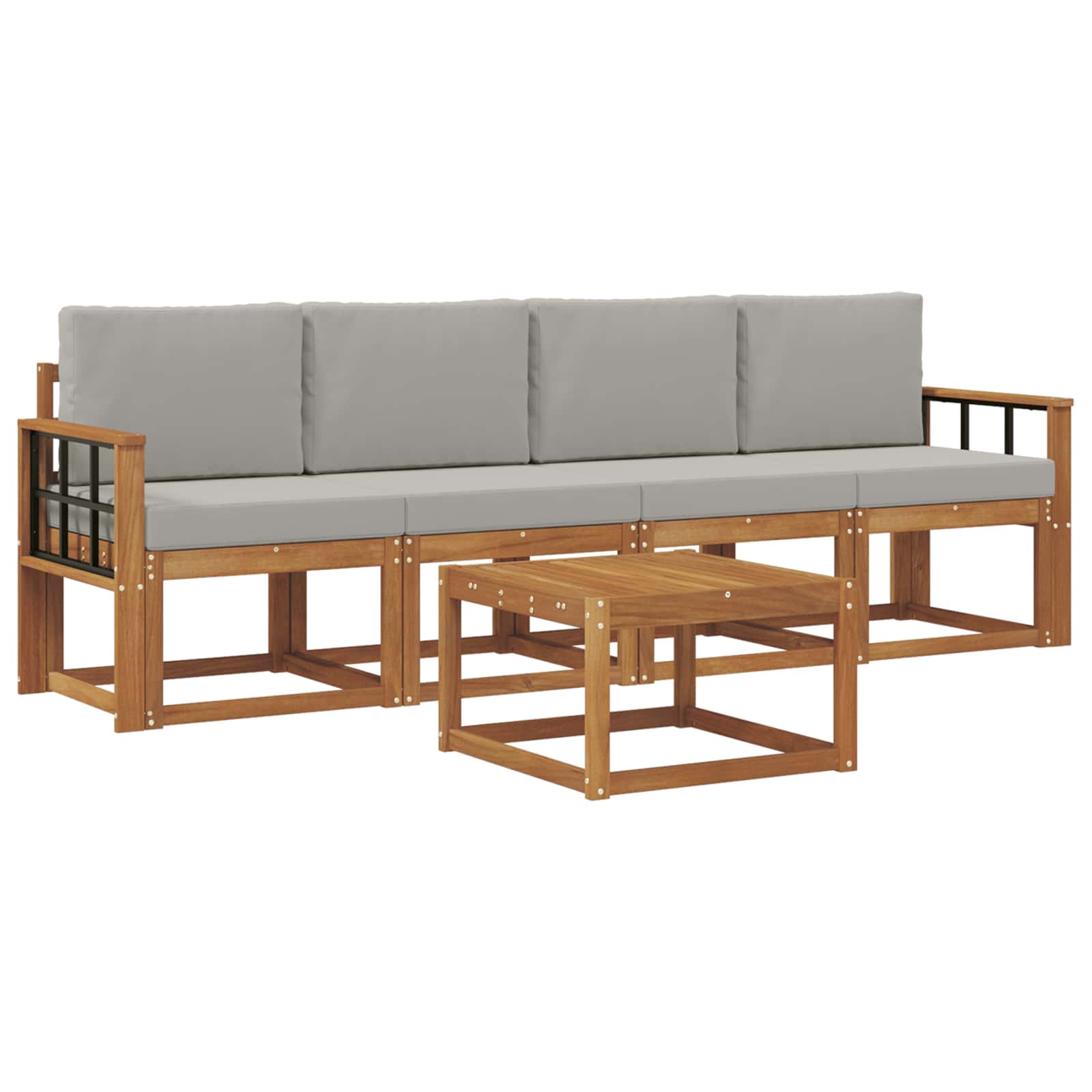 Set vanjskih sofa s jastukom 5 pcs Prirodna i svijetlo siva
