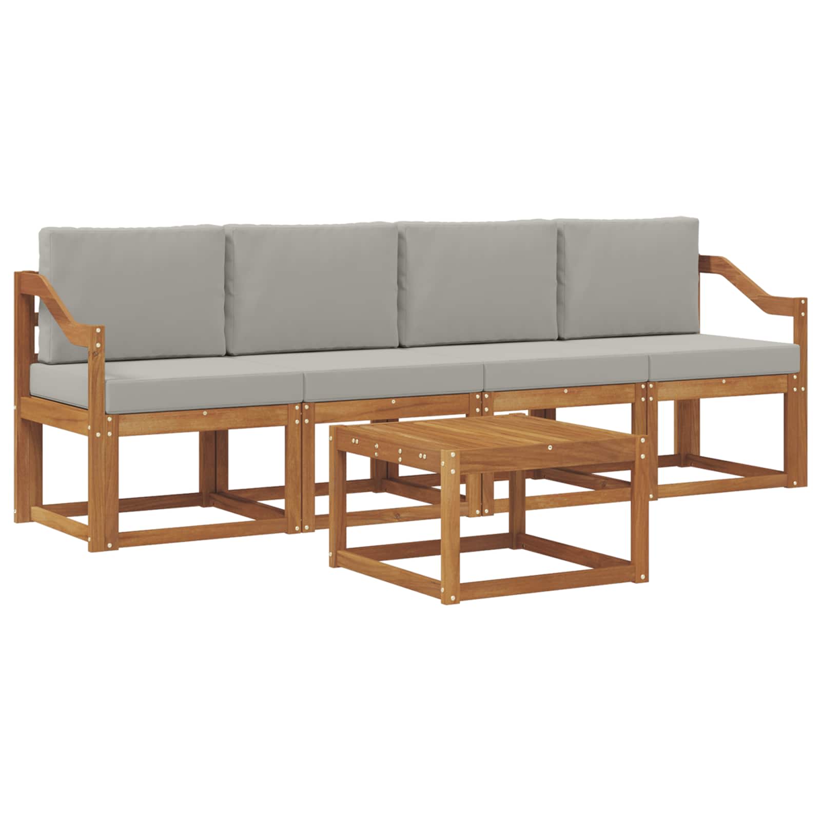 Set vanjskih sofa s jastukom 5 pcs Prirodna i svijetlo siva