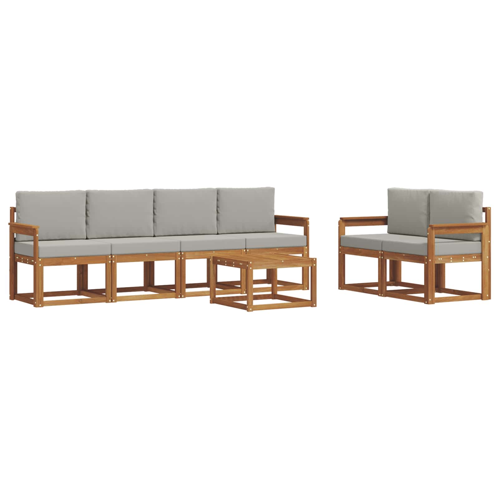 Set vanjskih sofa s jastukom 7 pcs Prirodna i svijetlo siva