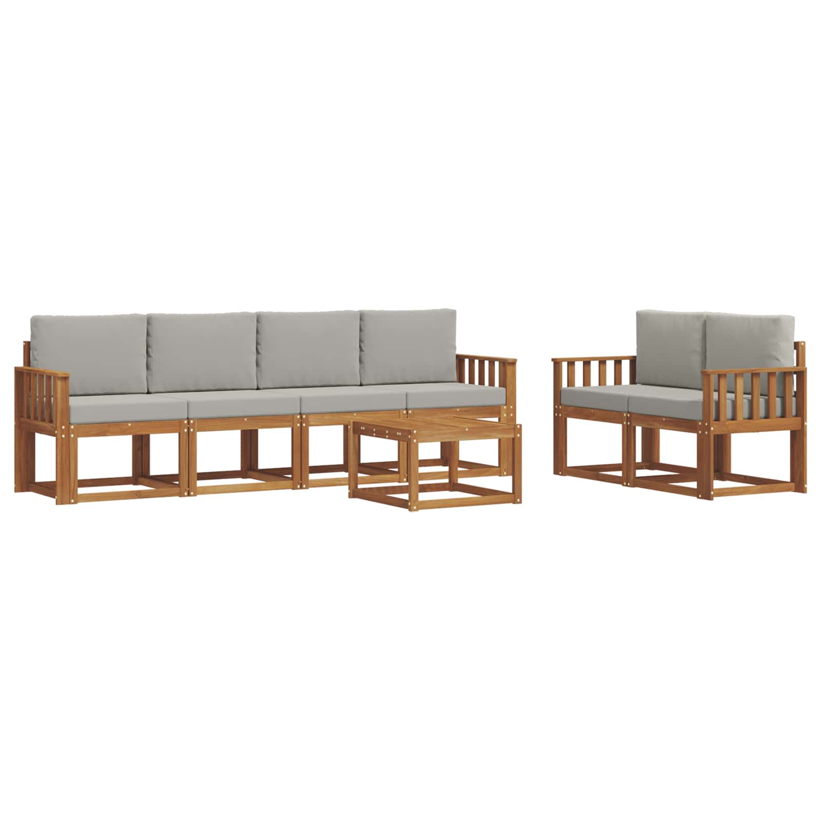 Set vanjskih sofa s jastukom 7 pcs Prirodna i svijetlo siva