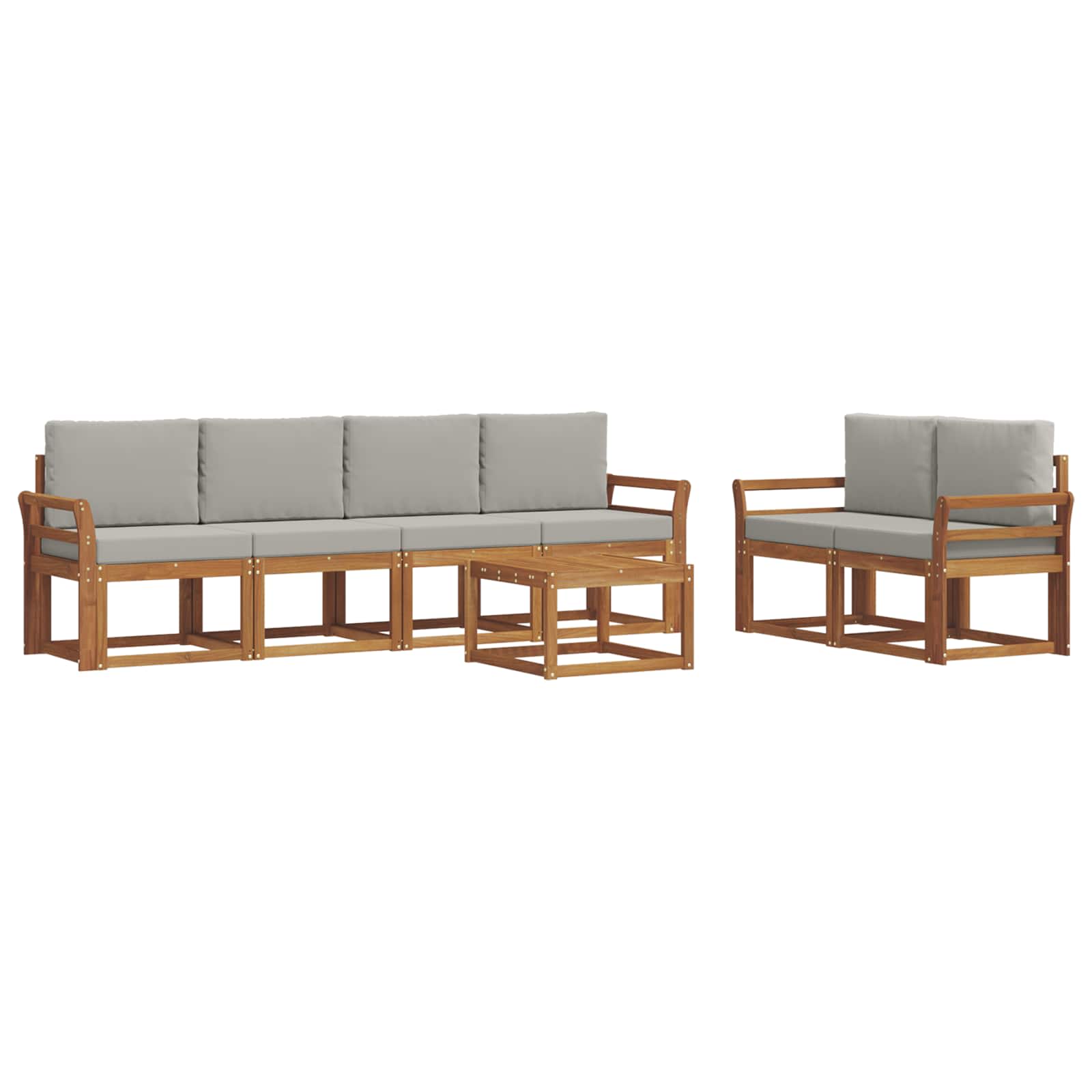Set vanjskih sofa s jastukom 7 pcs Prirodna i svijetlo siva