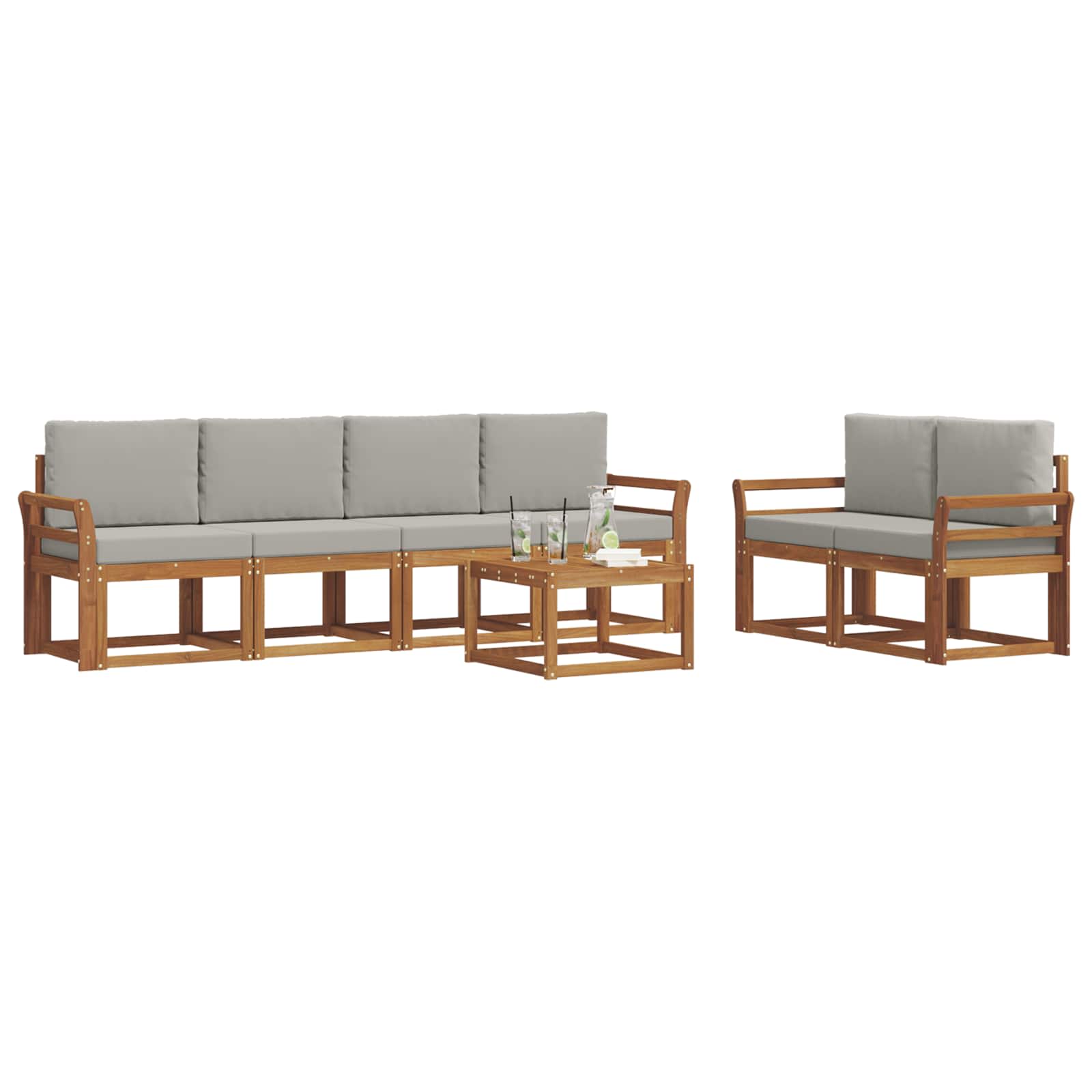 Set vanjskih sofa s jastukom 7 pcs Prirodna i svijetlo siva