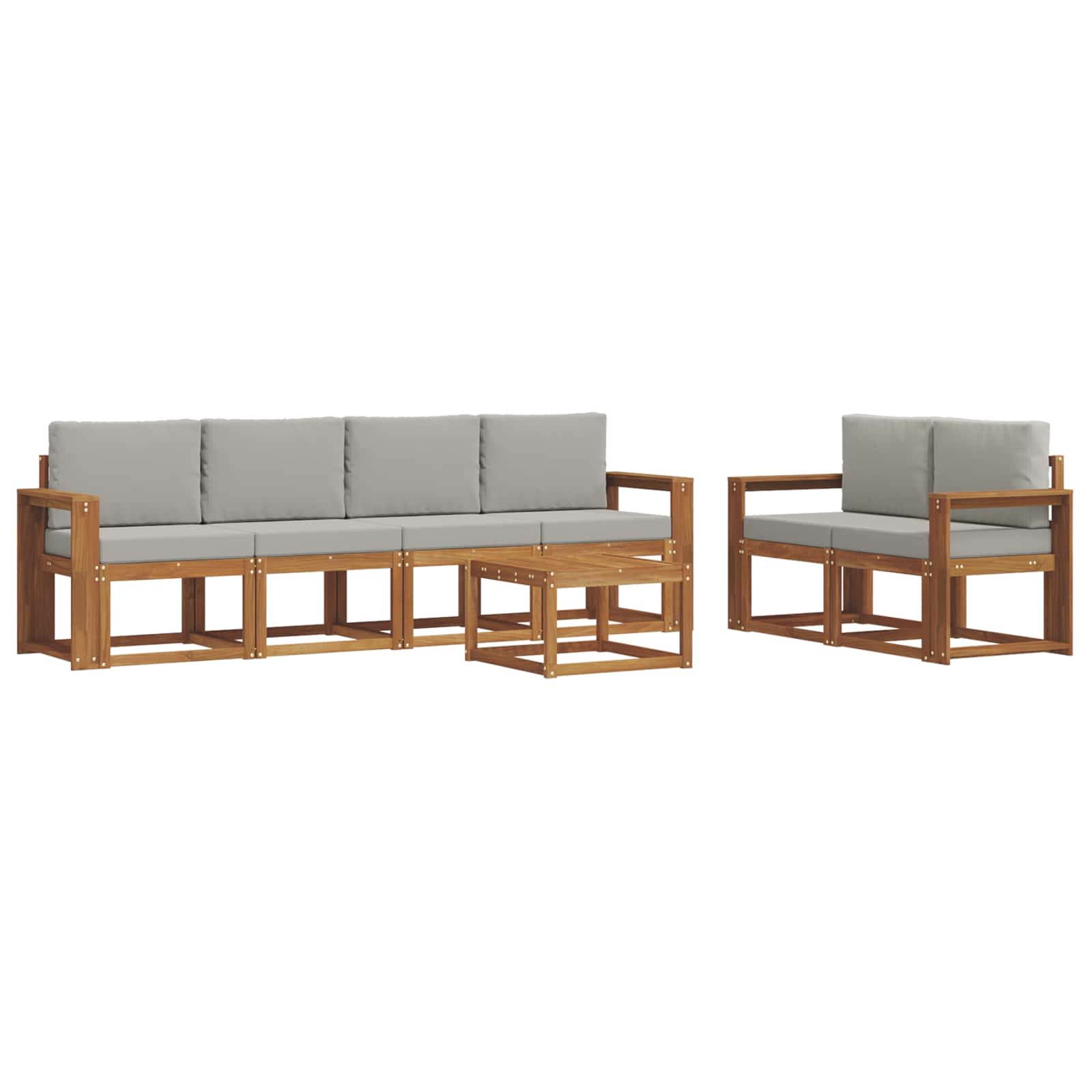 Set vanjskih sofa s jastukom 7 pcs Prirodna i svijetlo siva