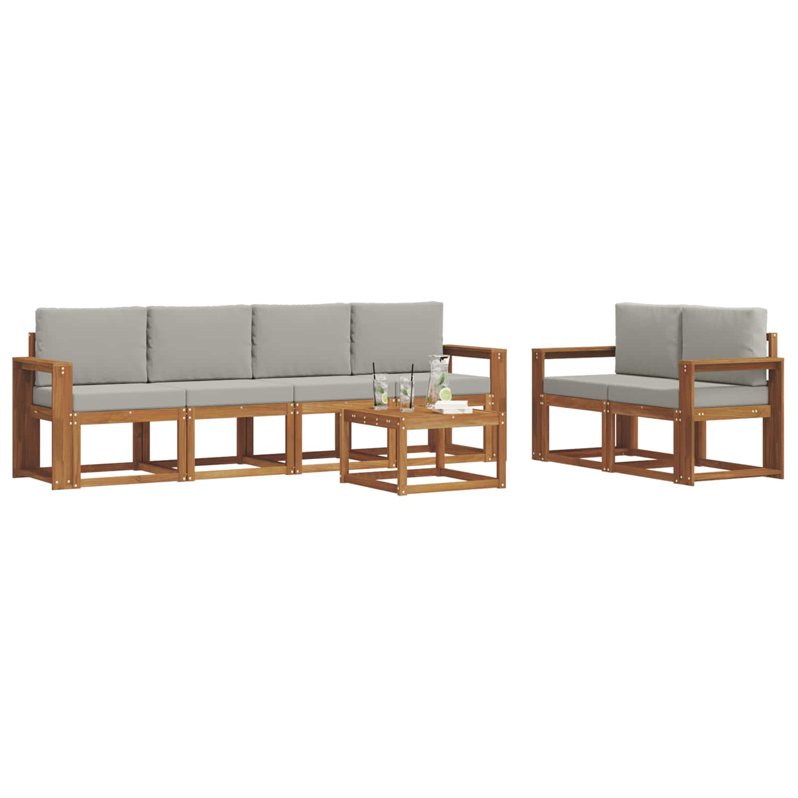 Set vanjskih sofa s jastukom 7 pcs Prirodna i svijetlo siva