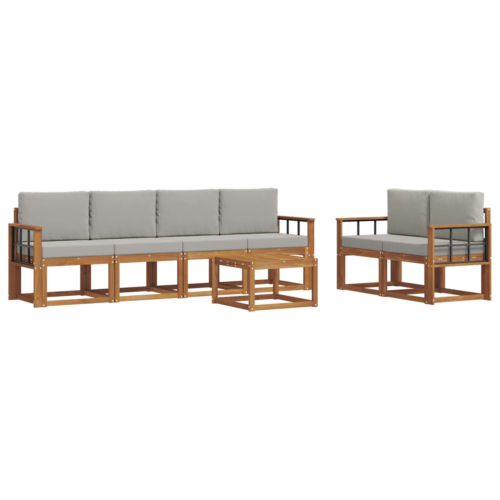 Set vanjskih sofa s jastukom 7 pcs Prirodna i svijetlo siva