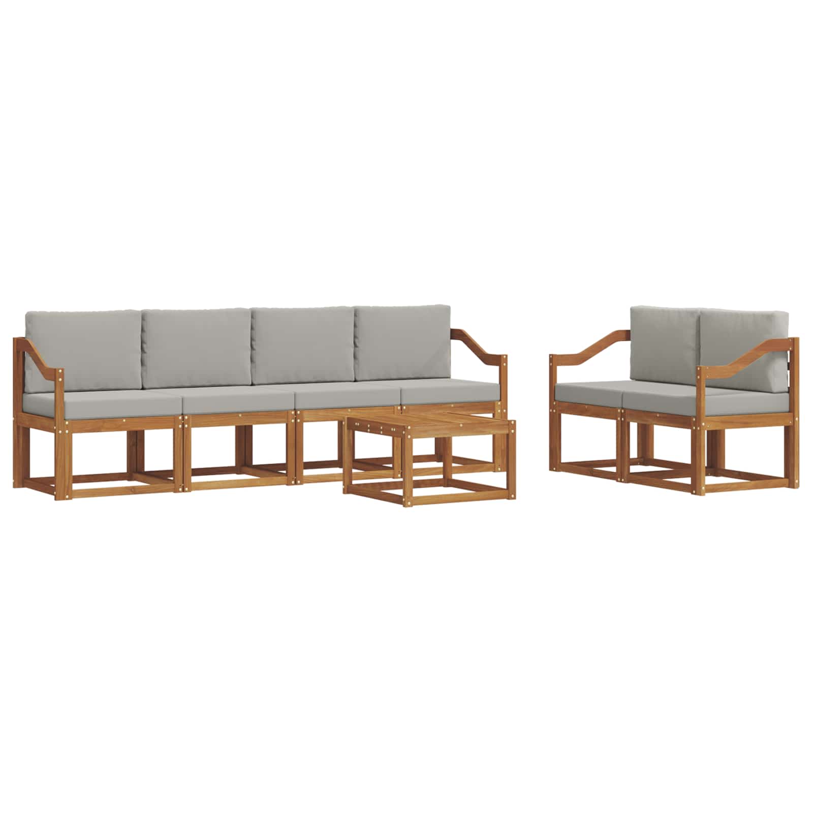 Set vanjskih sofa s jastukom 7 pcs Prirodna i svijetlo siva