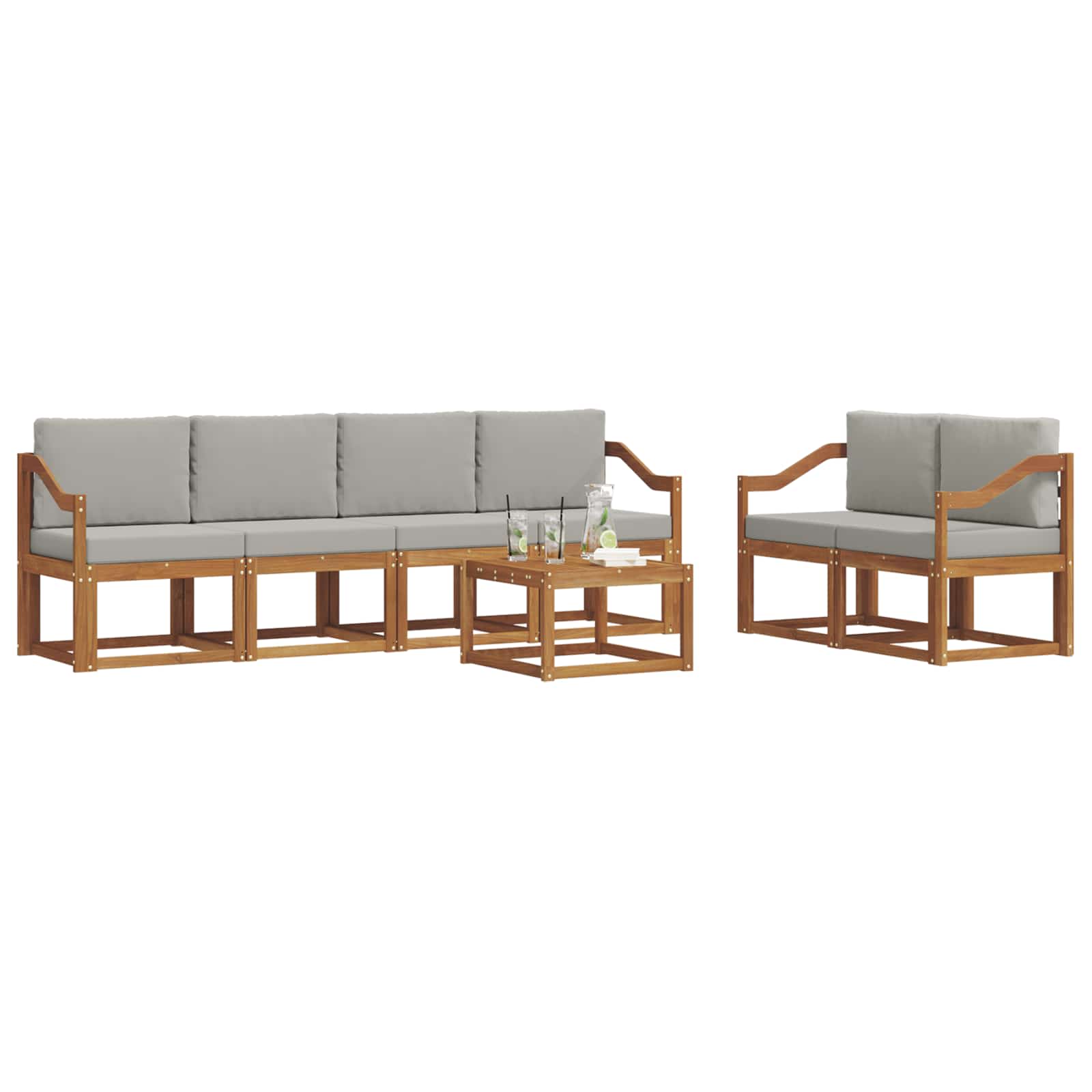 Set vanjskih sofa s jastukom 7 pcs Prirodna i svijetlo siva