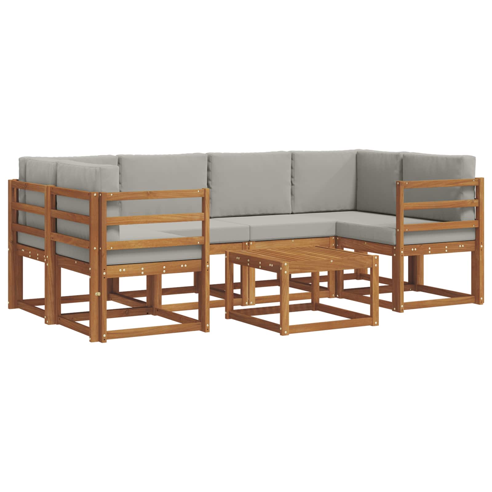 Set vanjskih sofa s jastukom 7 pcs Prirodna i svijetlo siva