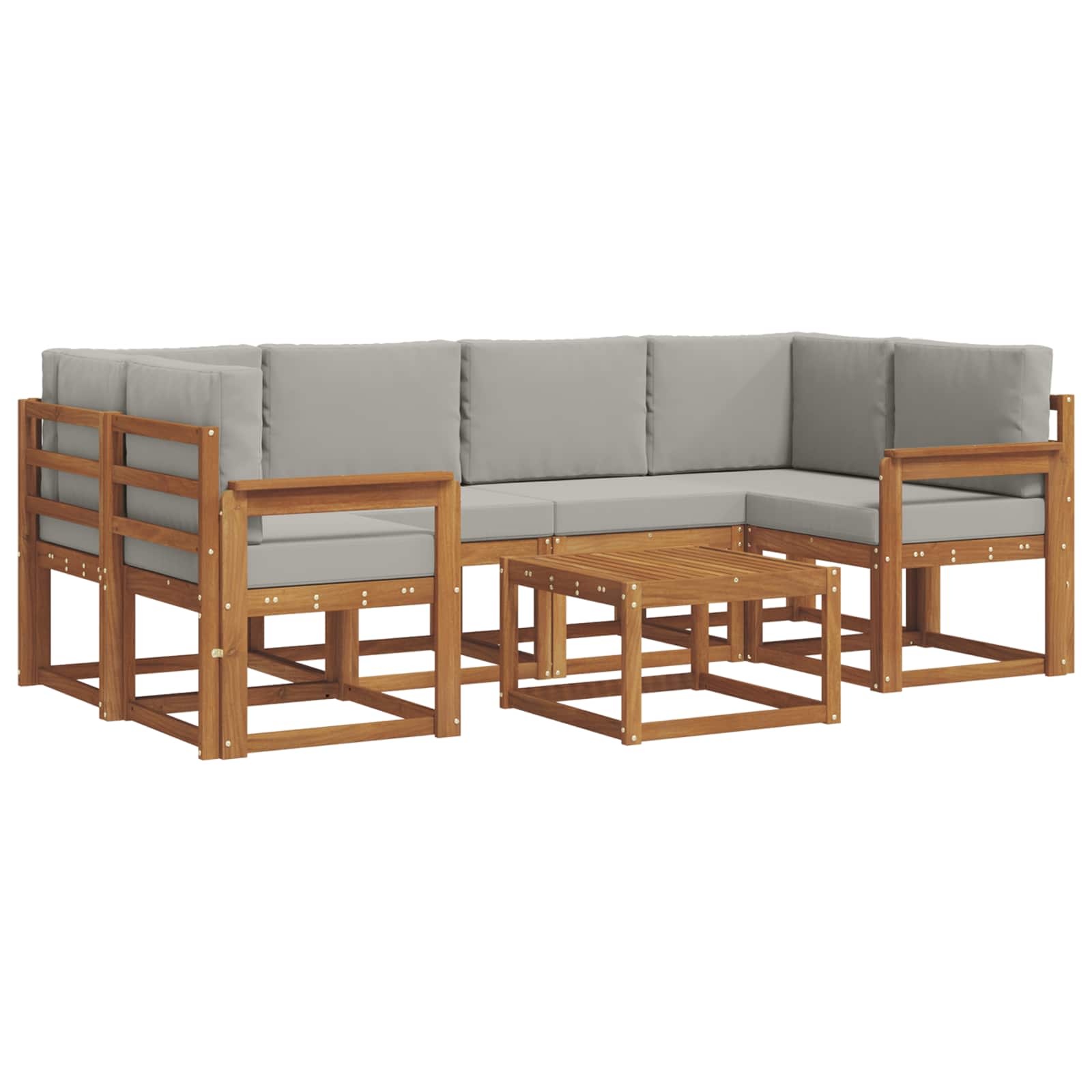Set vanjskih sofa s jastukom 7 pcs Prirodna i svijetlo siva