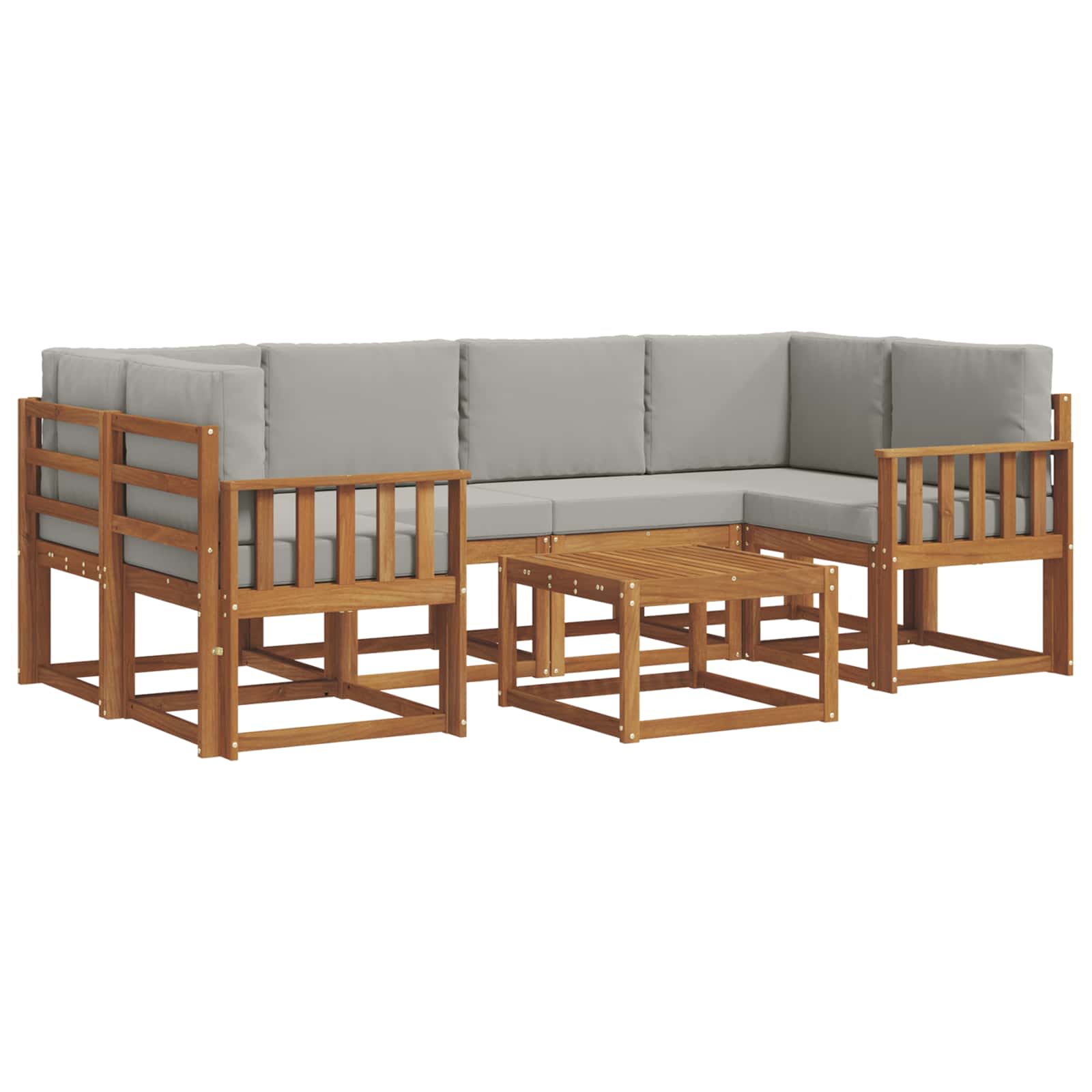 Set vanjskih sofa s jastukom 7 pcs Prirodna i svijetlo siva