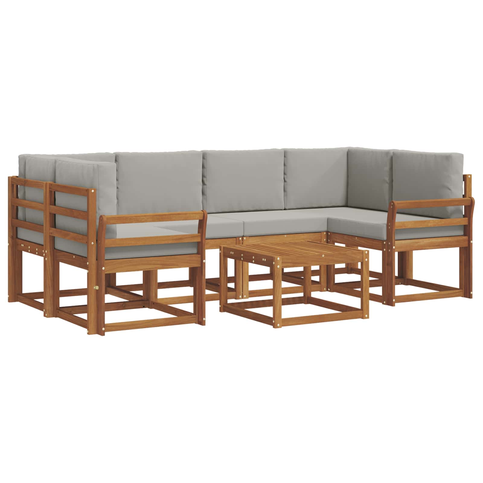 Set vanjskih sofa s jastukom 7 pcs Prirodna i svijetlo siva