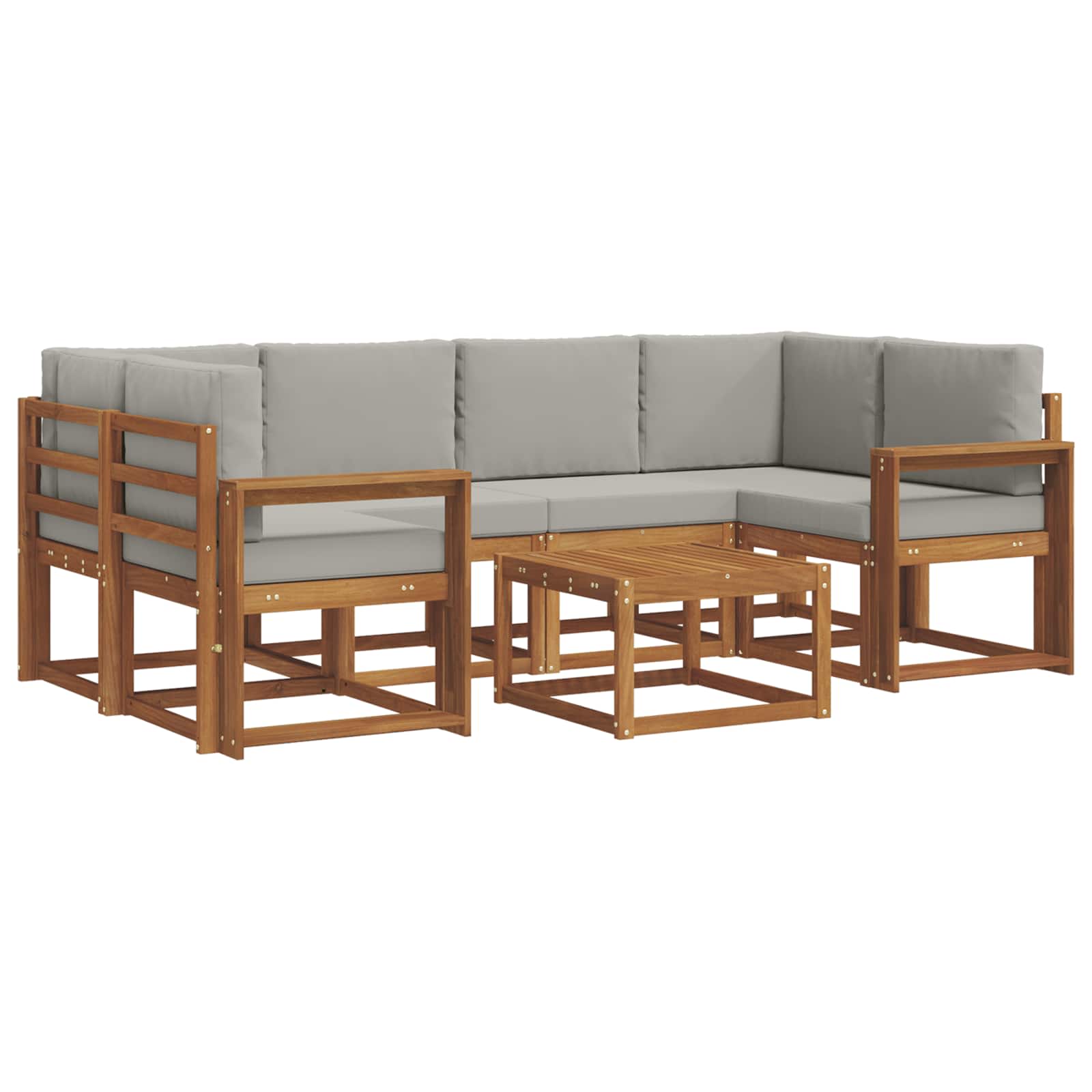 Set vanjskih sofa s jastukom 7 pcs Prirodna i svijetlo siva