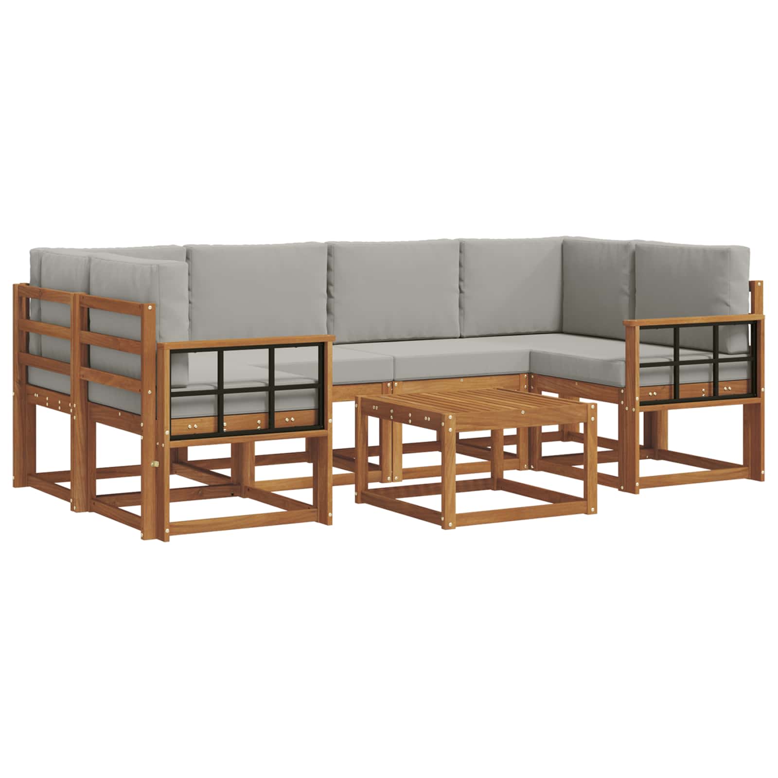 Set vanjskih sofa s jastukom 7 pcs Prirodna i svijetlo siva