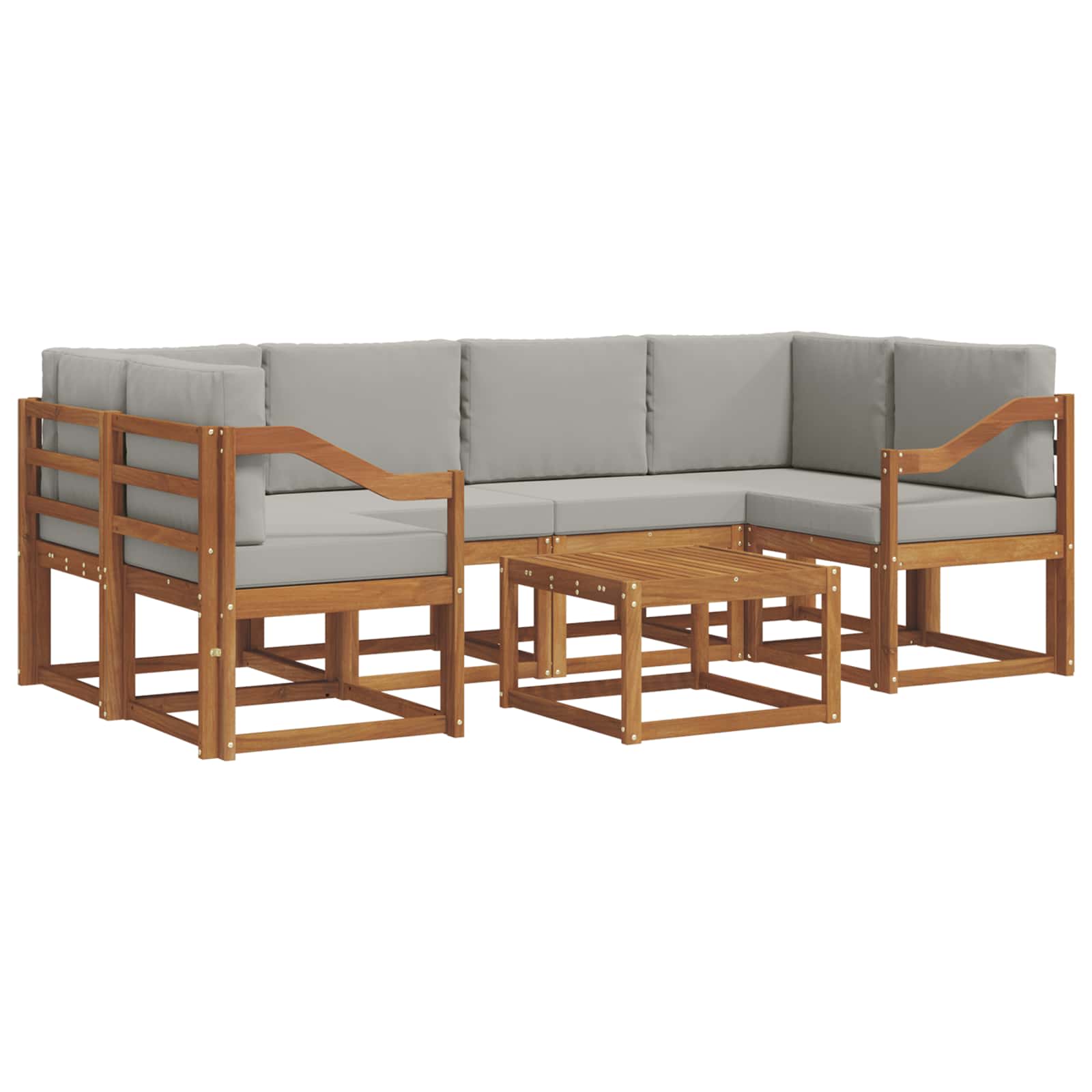 Set vanjskih sofa s jastukom 7 pcs Prirodna i svijetlo siva