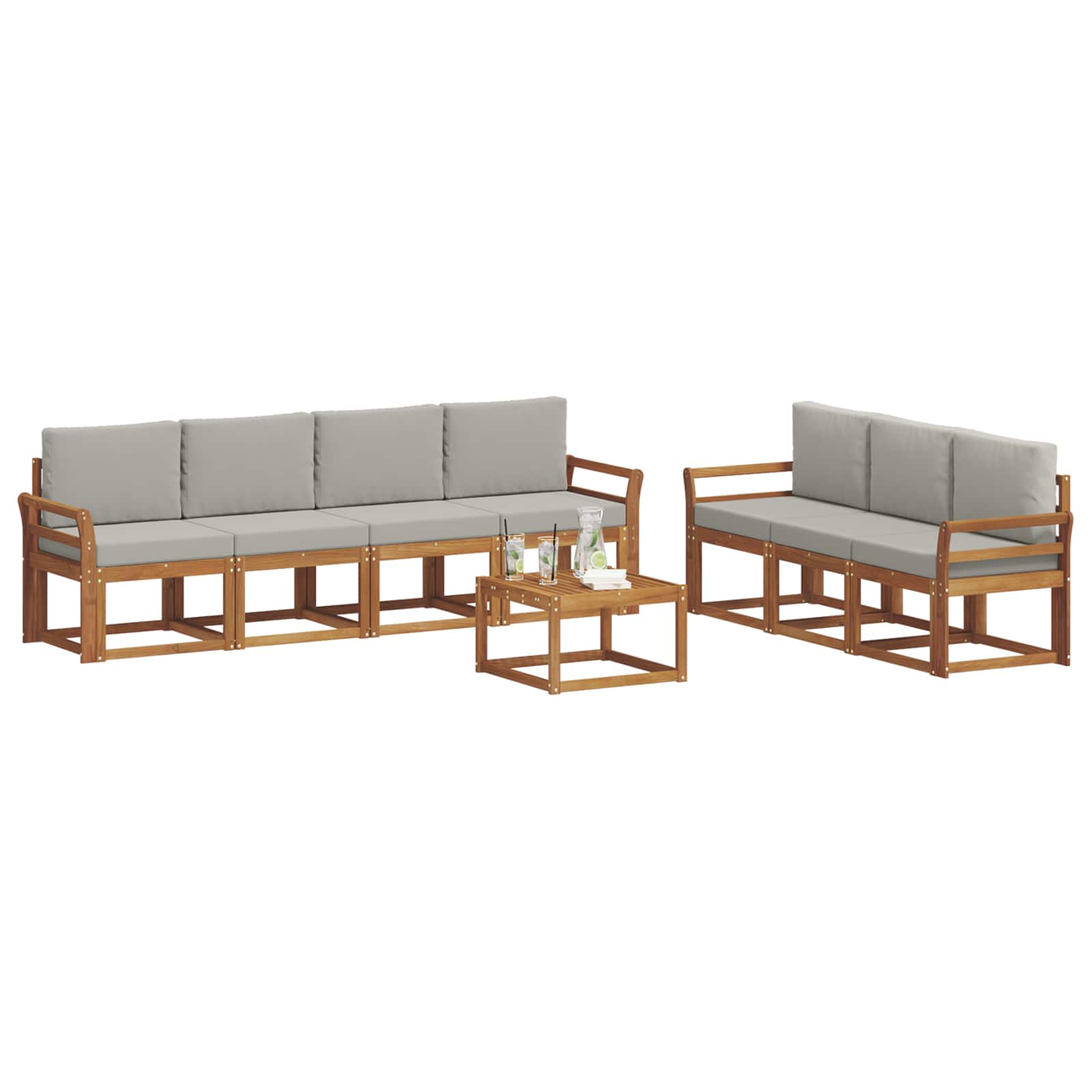 Set vanjskih sofa s jastukom 8 pcs Prirodna i svijetlo siva