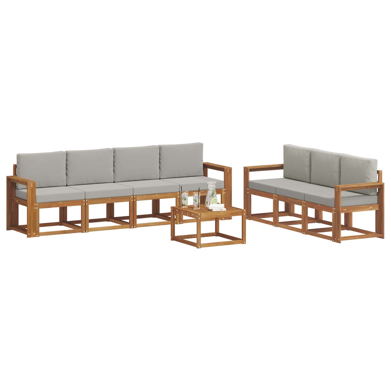 Set vanjskih sofa s jastukom 8 pcs Prirodna i svijetlo siva