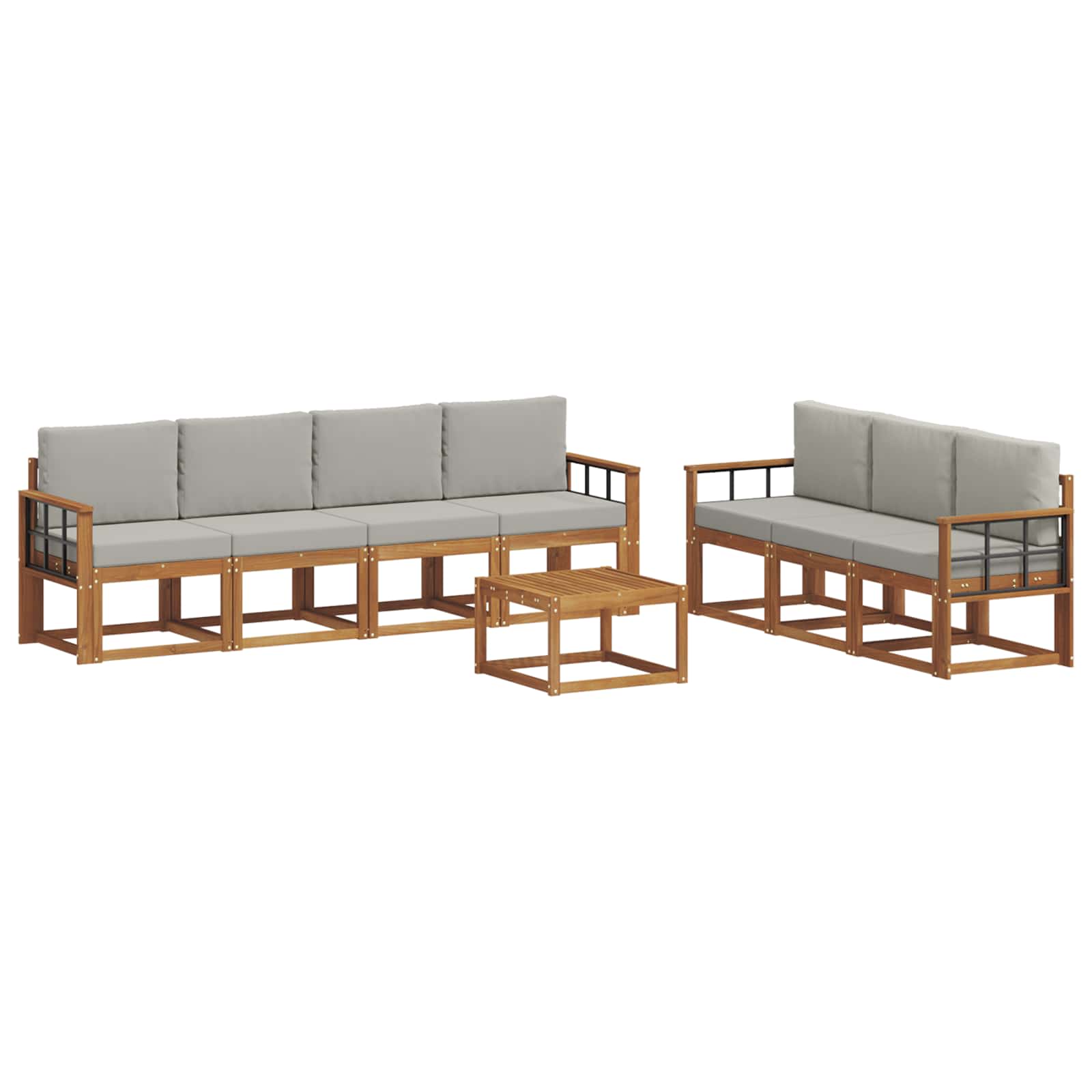 Set vanjskih sofa s jastukom 8 pcs Prirodna i svijetlo siva