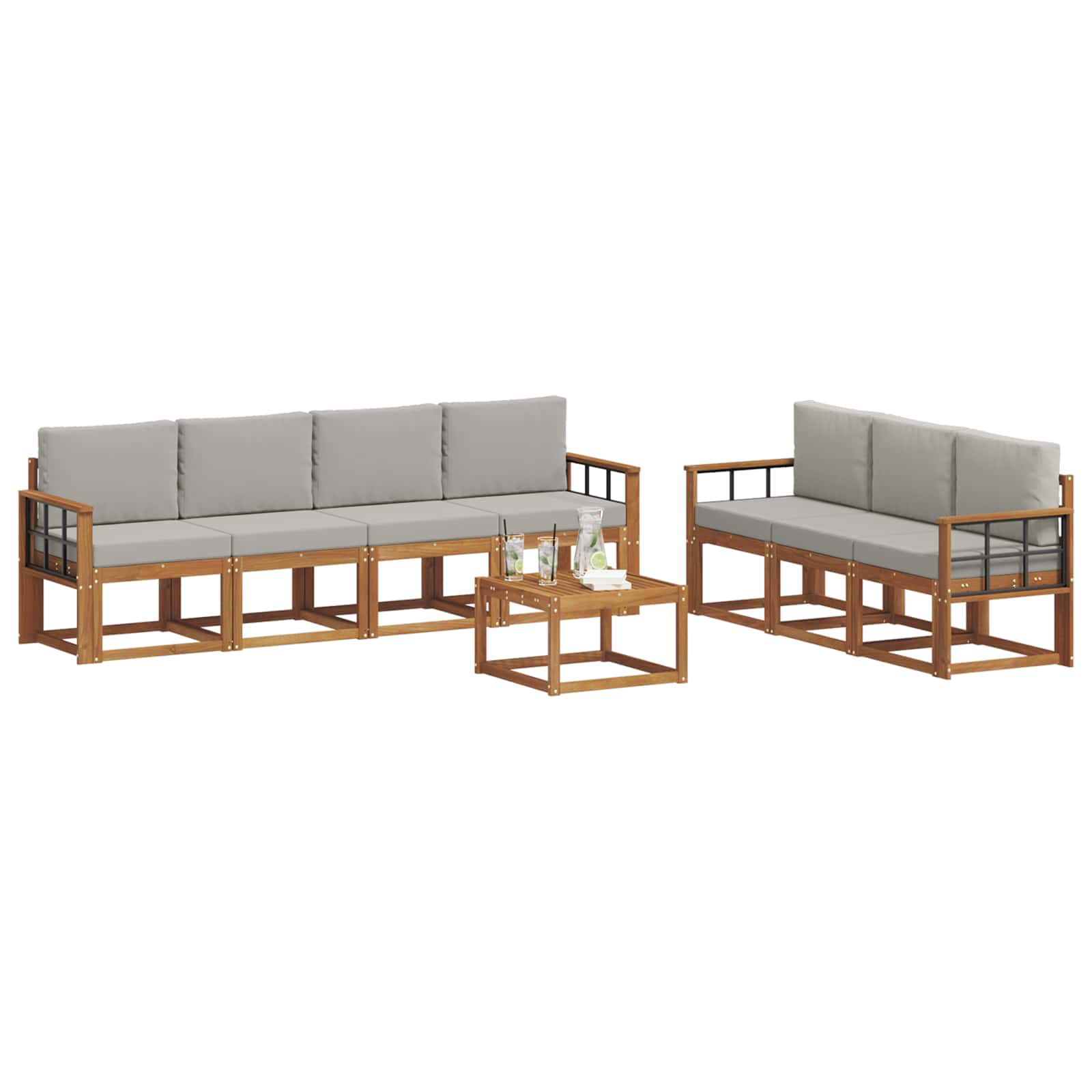 Set vanjskih sofa s jastukom 8 pcs Prirodna i svijetlo siva