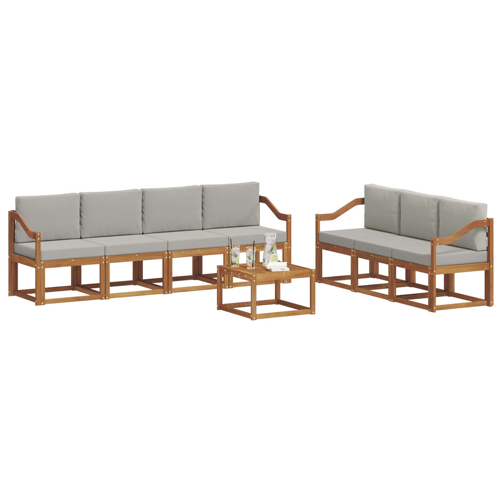 Set vanjskih sofa s jastukom 8 pcs Prirodna i svijetlo siva