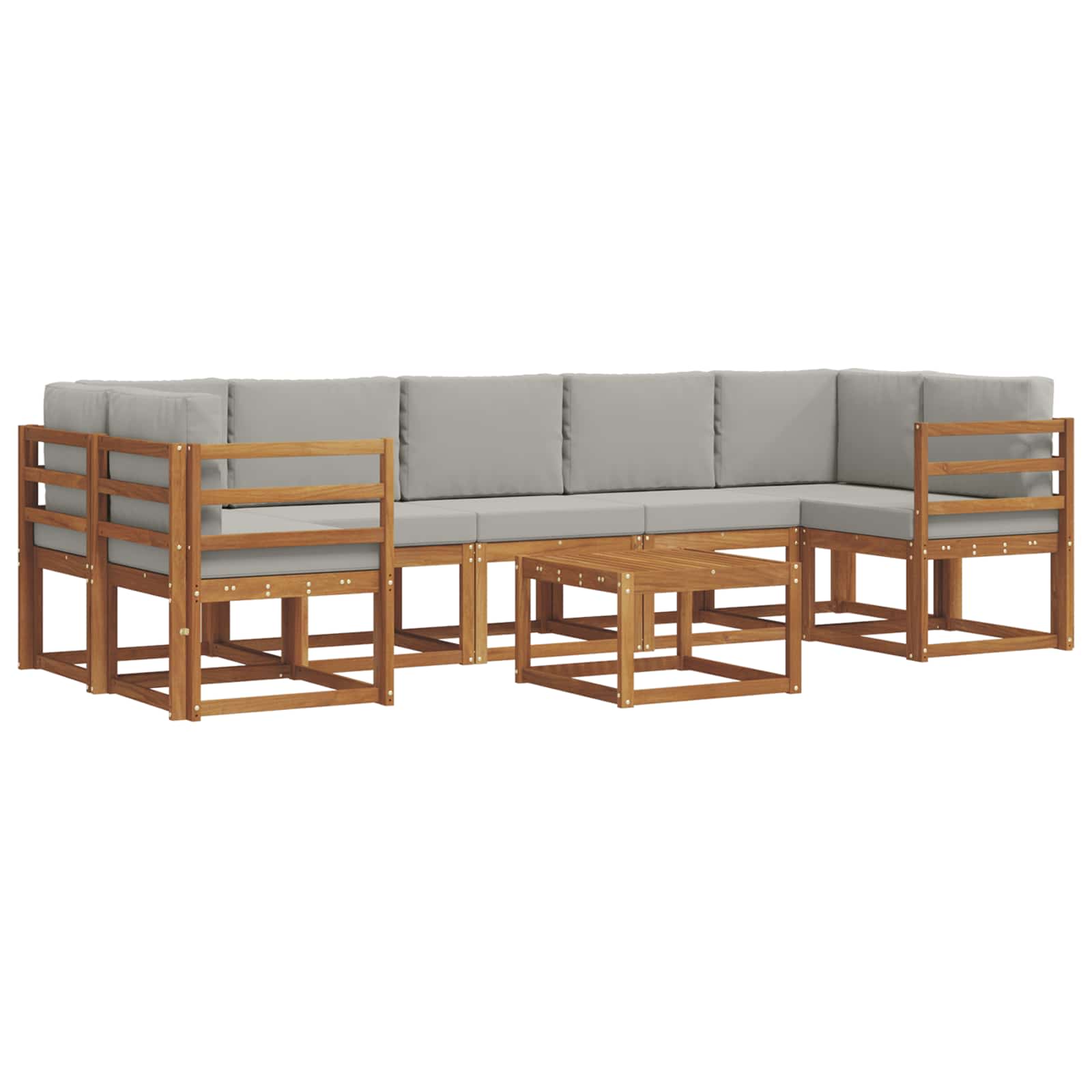 Set vanjskih sofa s jastukom 8 pcs Prirodna i svijetlo siva