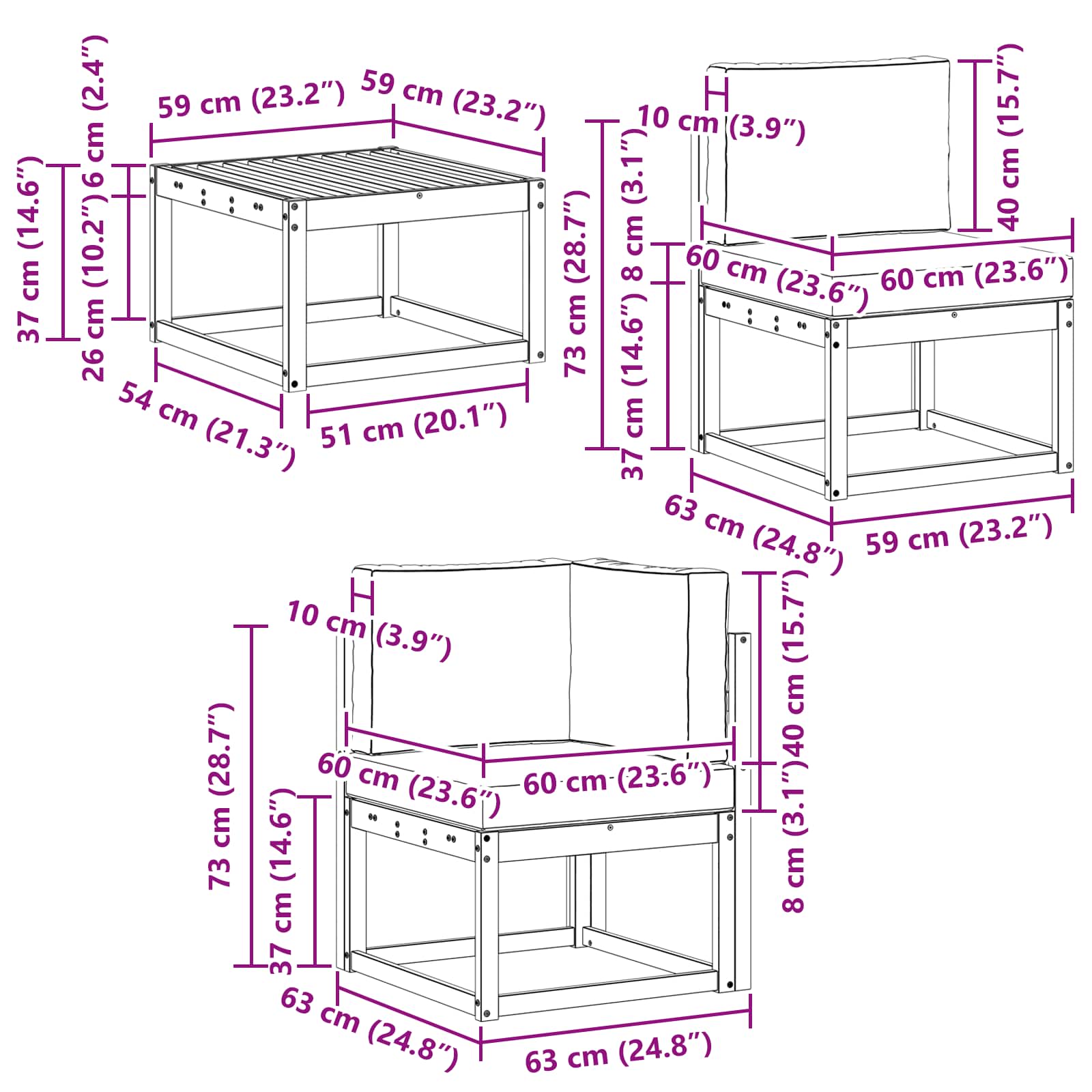 Set vanjskih sofa s jastukom 8 pcs Prirodna i svijetlo siva