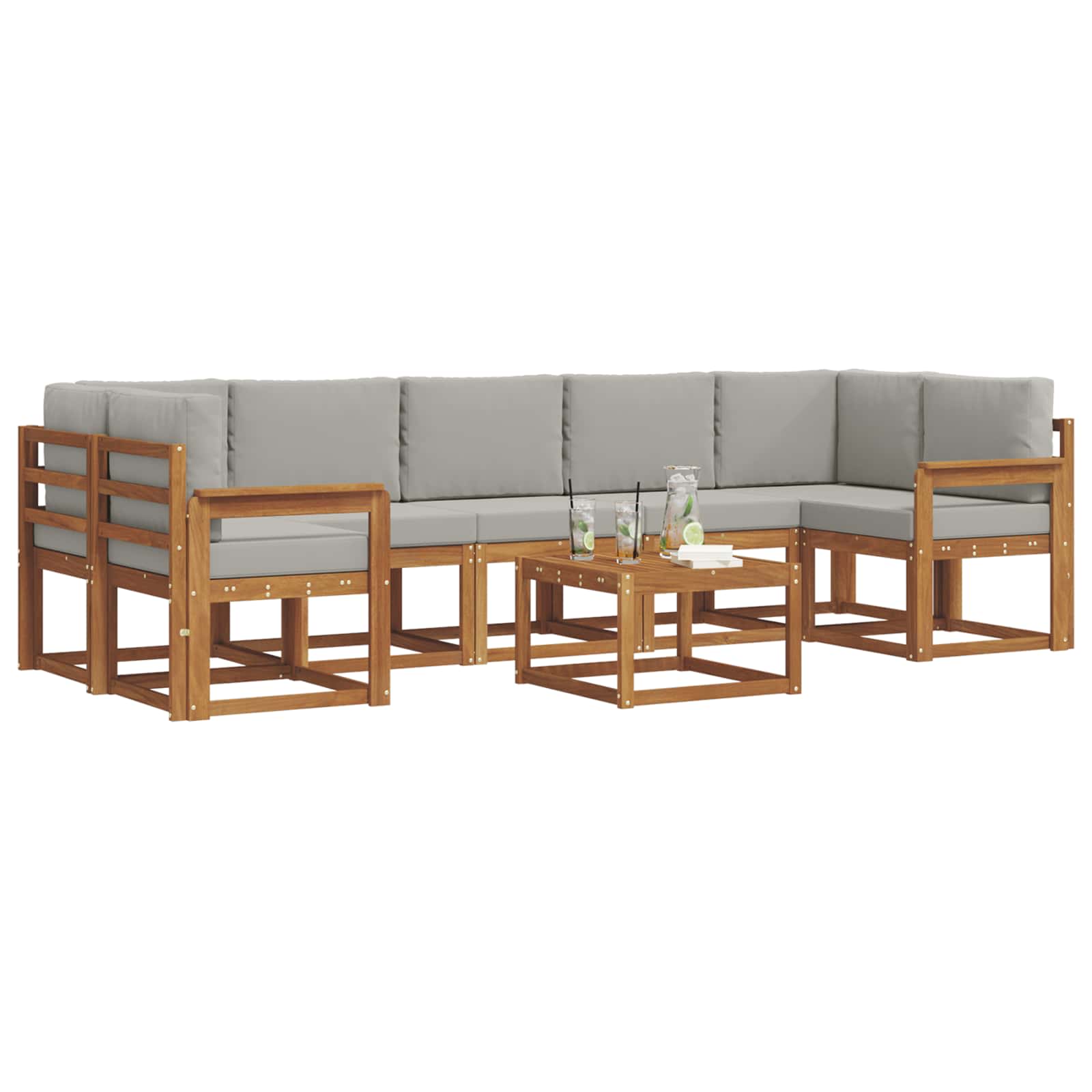 Set vanjskih sofa s jastukom 8 pcs Prirodna i svijetlo siva