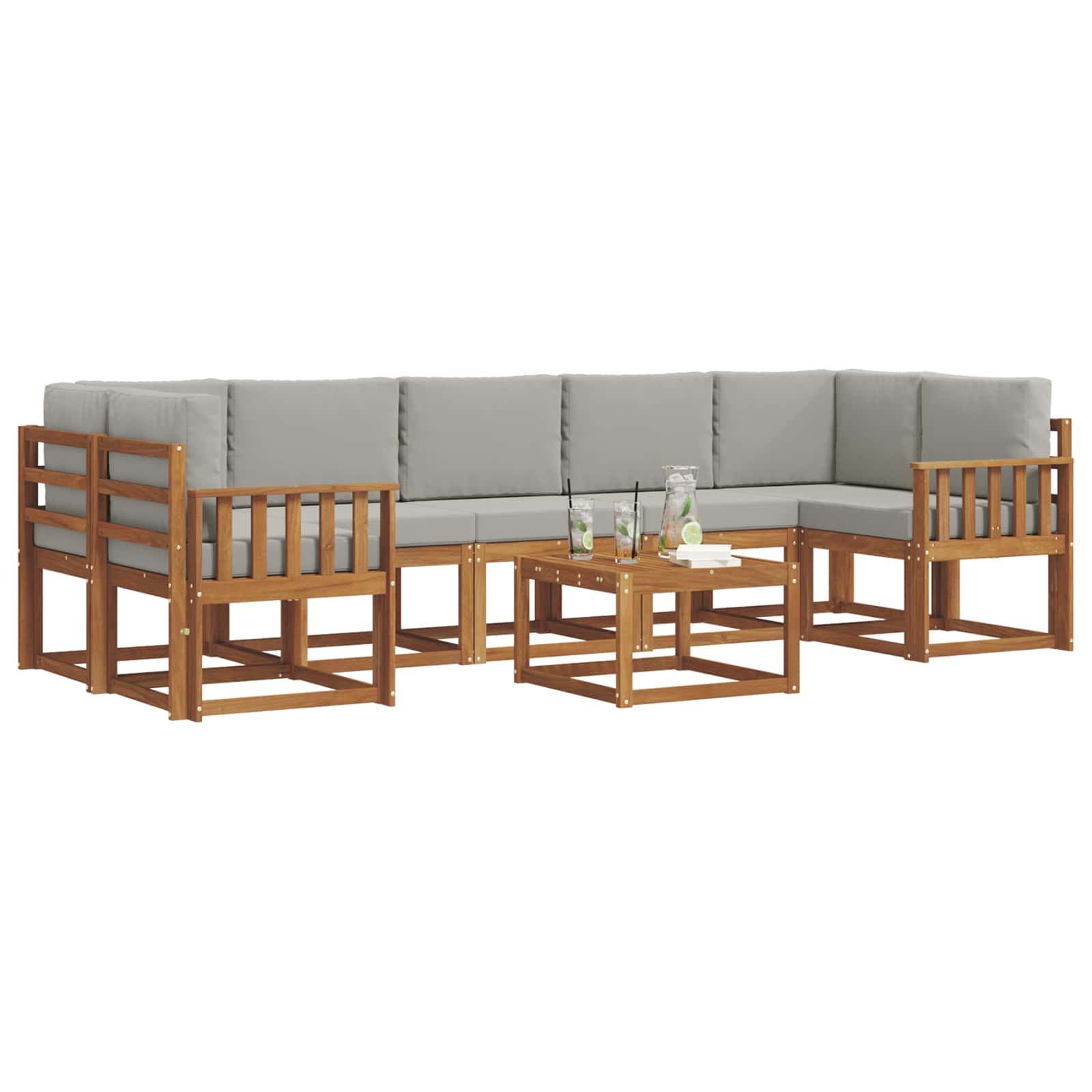Set vanjskih sofa s jastukom 8 pcs Prirodna i svijetlo siva