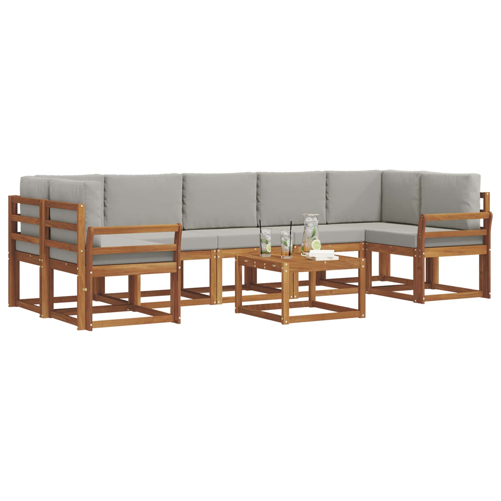 Set vanjskih sofa s jastukom 8 pcs Prirodna i svijetlo siva