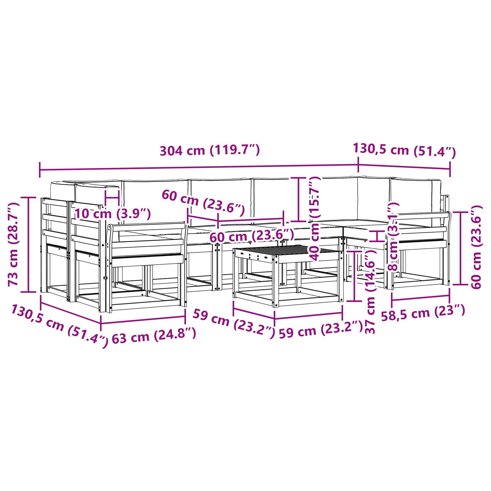 Set vanjskih sofa s jastukom 8 pcs Prirodna i svijetlo siva