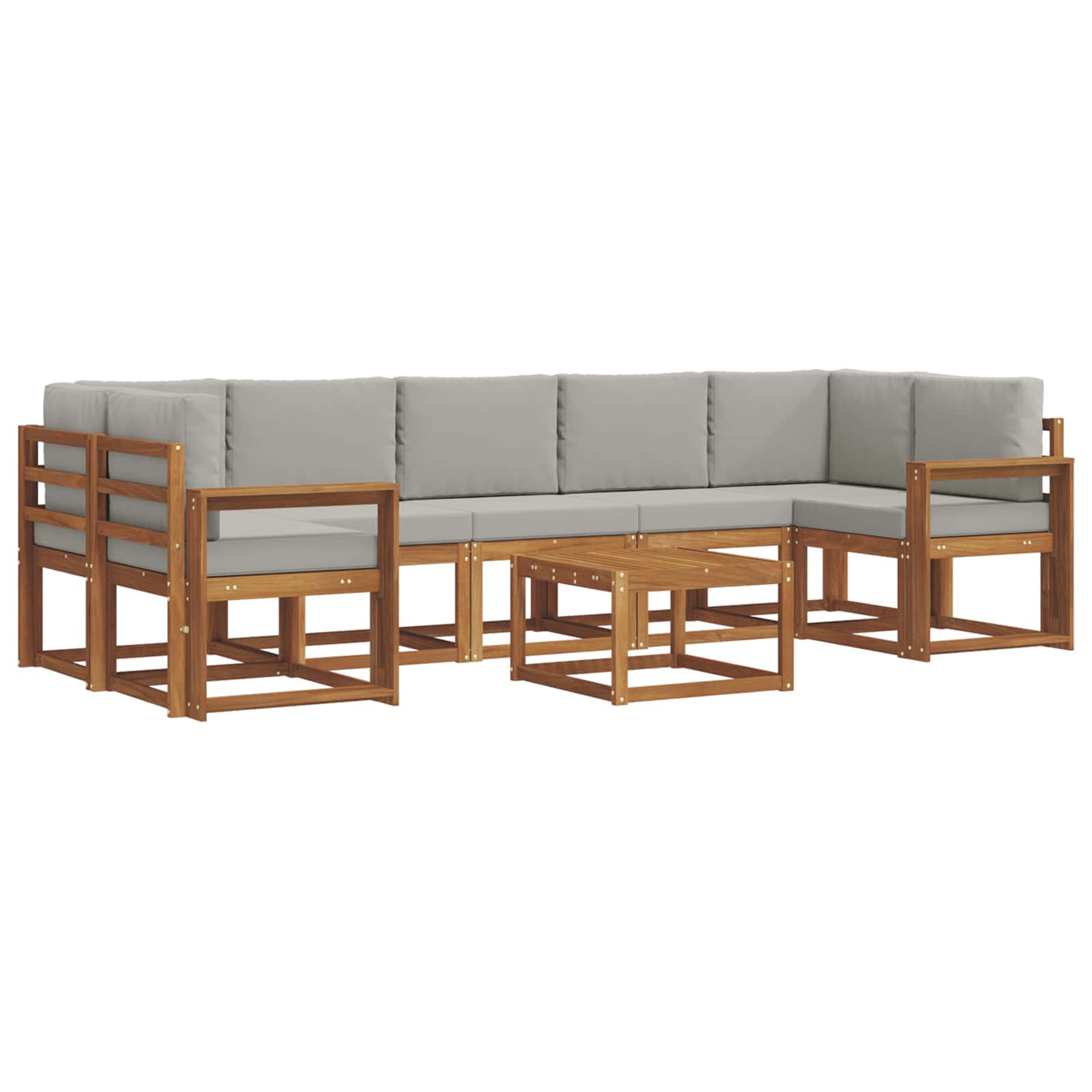 Set vanjskih sofa s jastukom 8 pcs Prirodna i svijetlo siva