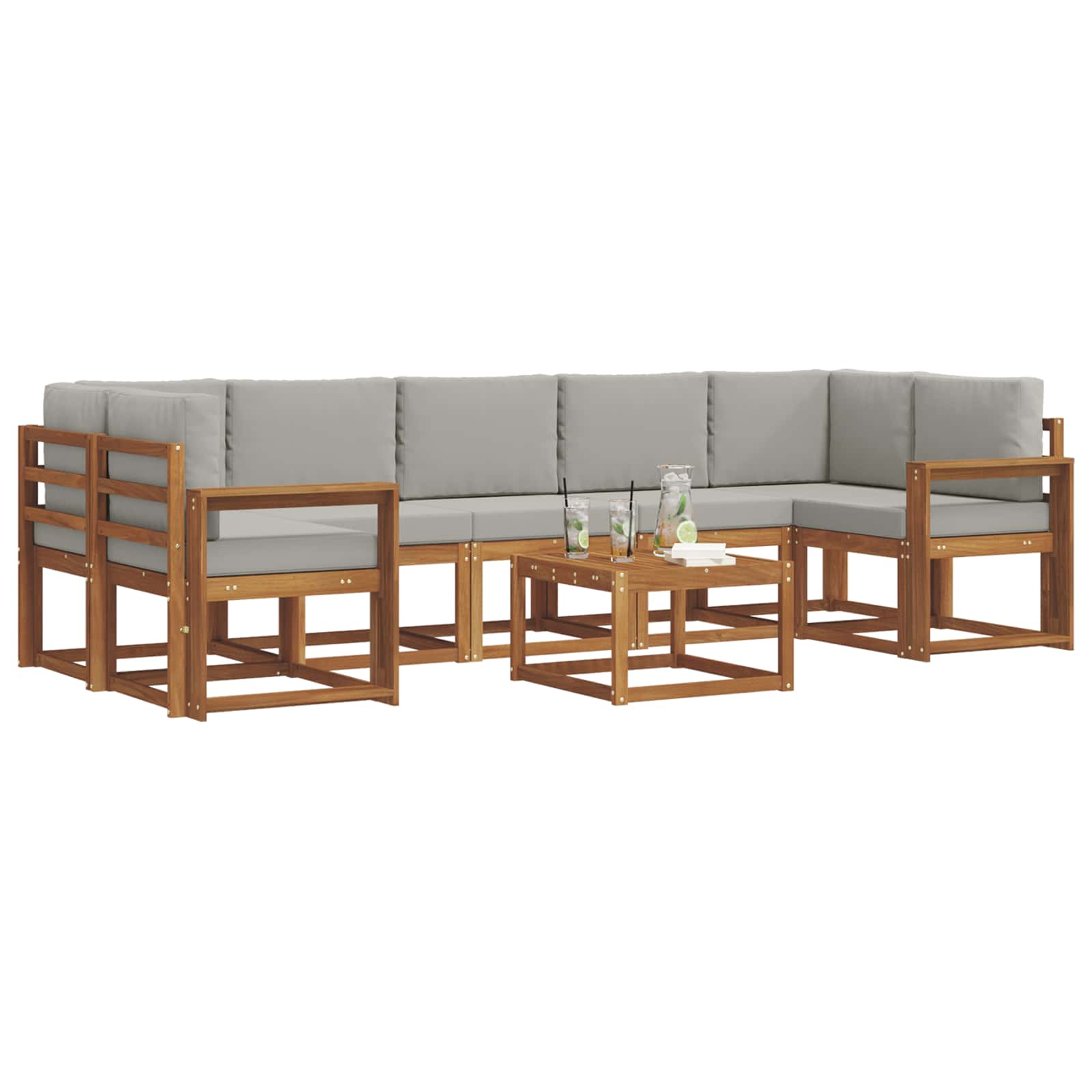 Set vanjskih sofa s jastukom 8 pcs Prirodna i svijetlo siva