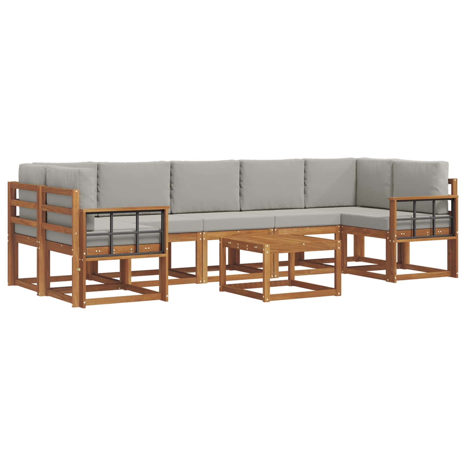 Set vanjskih sofa s jastukom 8 pcs Prirodna i svijetlo siva