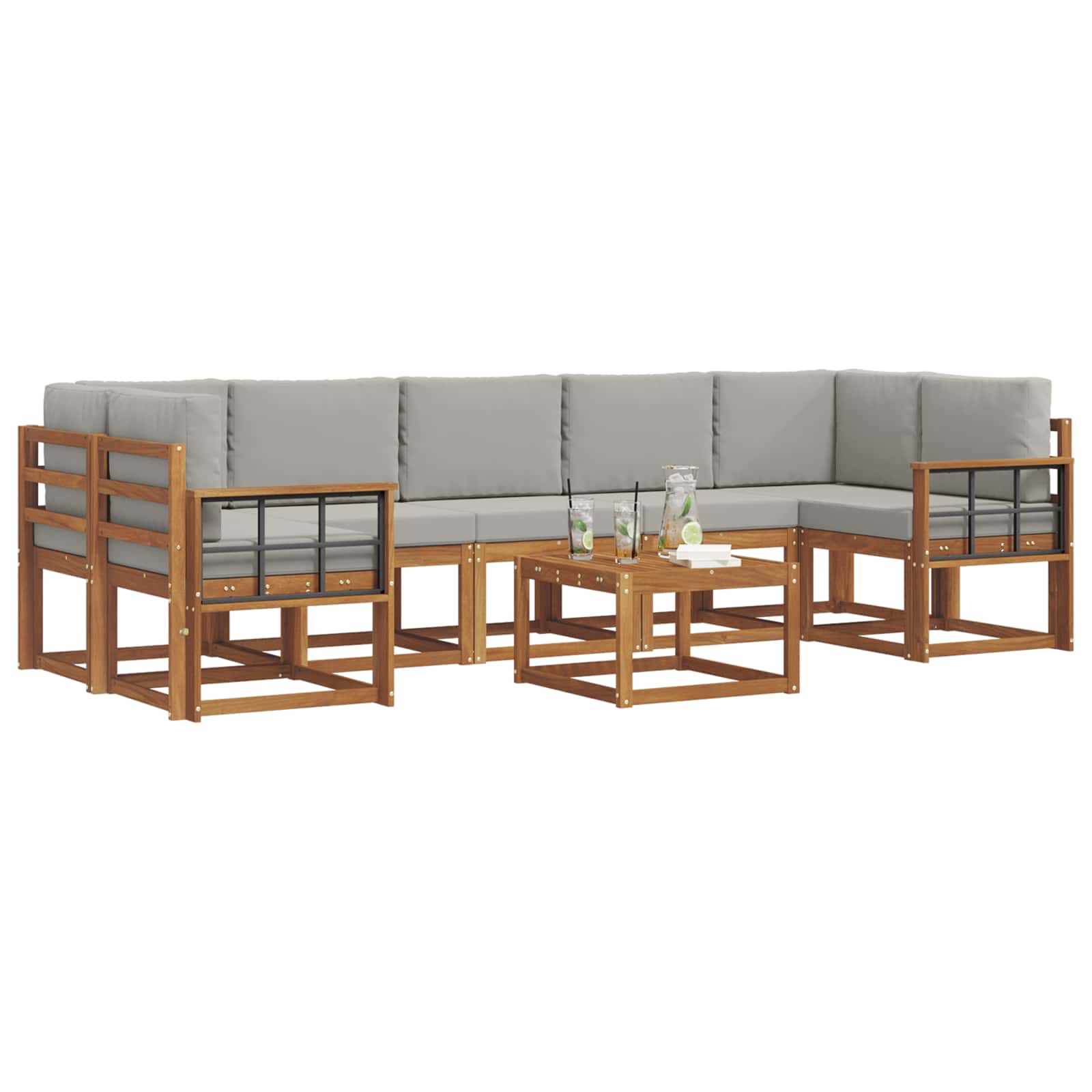 Set vanjskih sofa s jastukom 8 pcs Prirodna i svijetlo siva