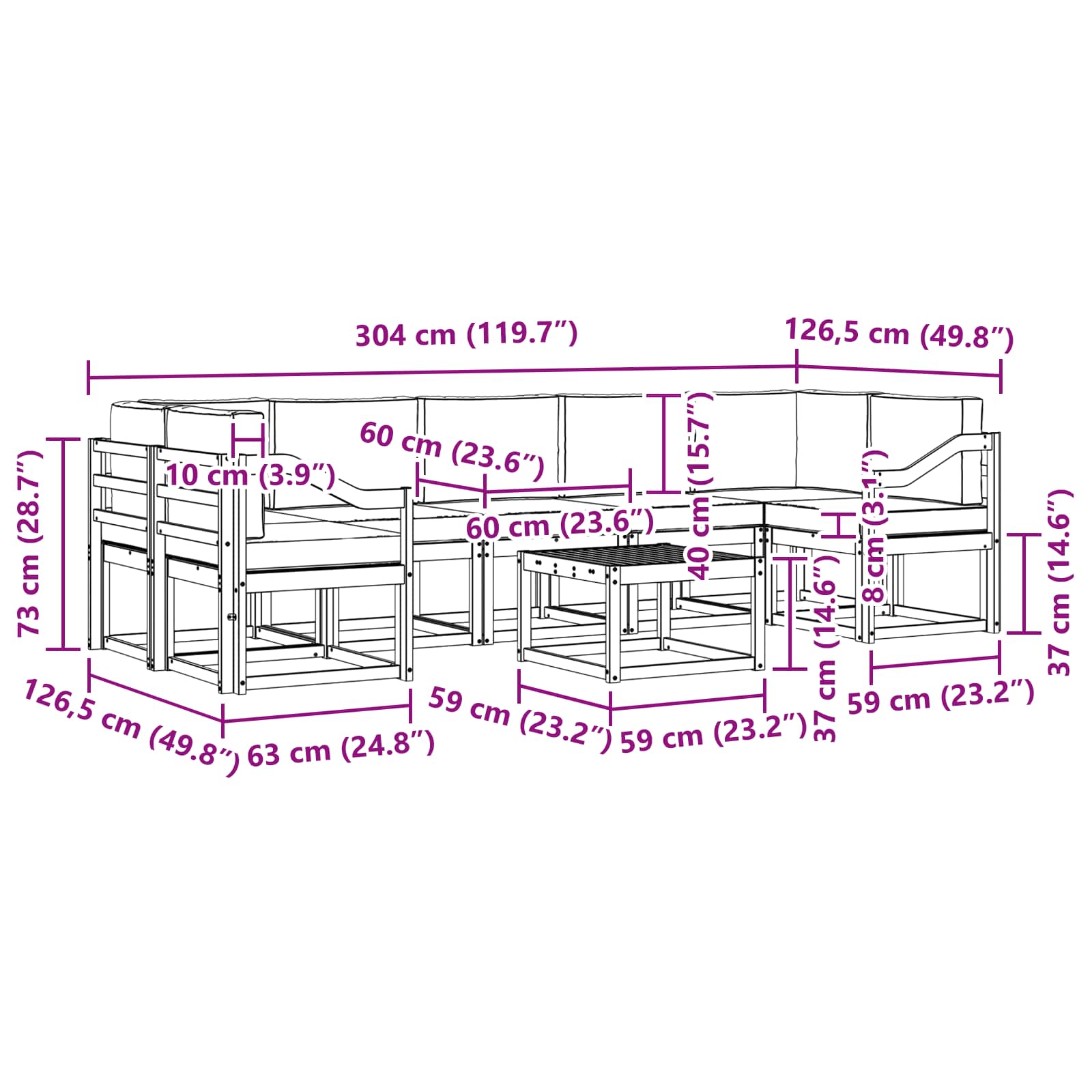 Set vanjskih sofa s jastukom 8 pcs Prirodna i svijetlo siva