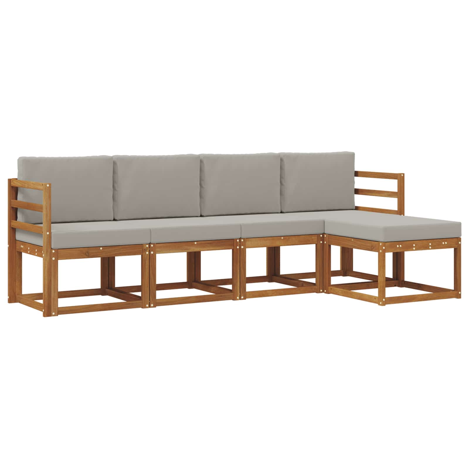 Set vanjskih sofa s jastukom 5 pcs Prirodna i svijetlo siva