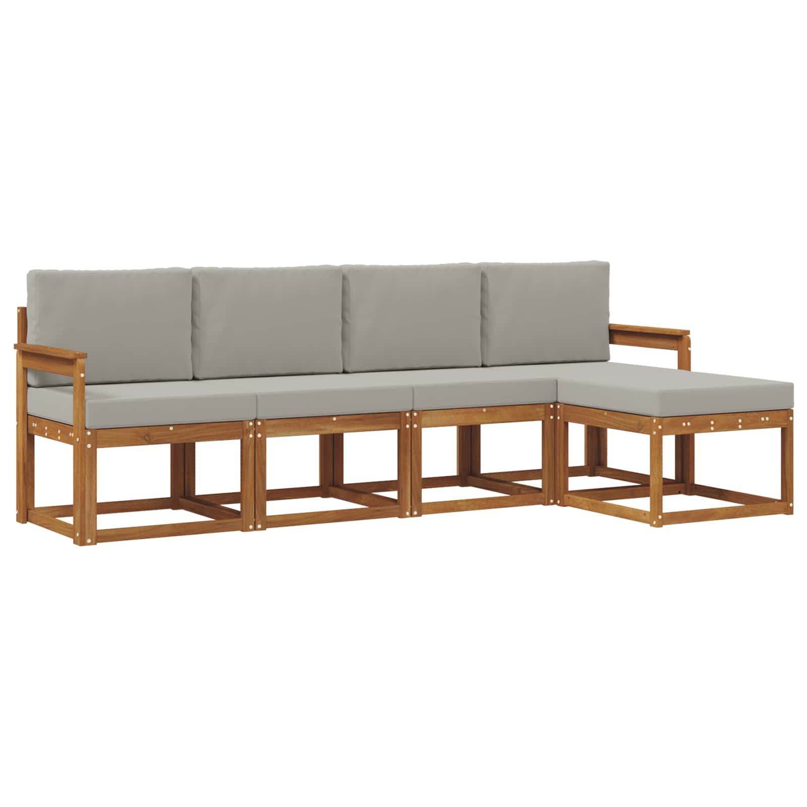 Set vanjskih sofa s jastukom 5 pcs Prirodna i svijetlo siva