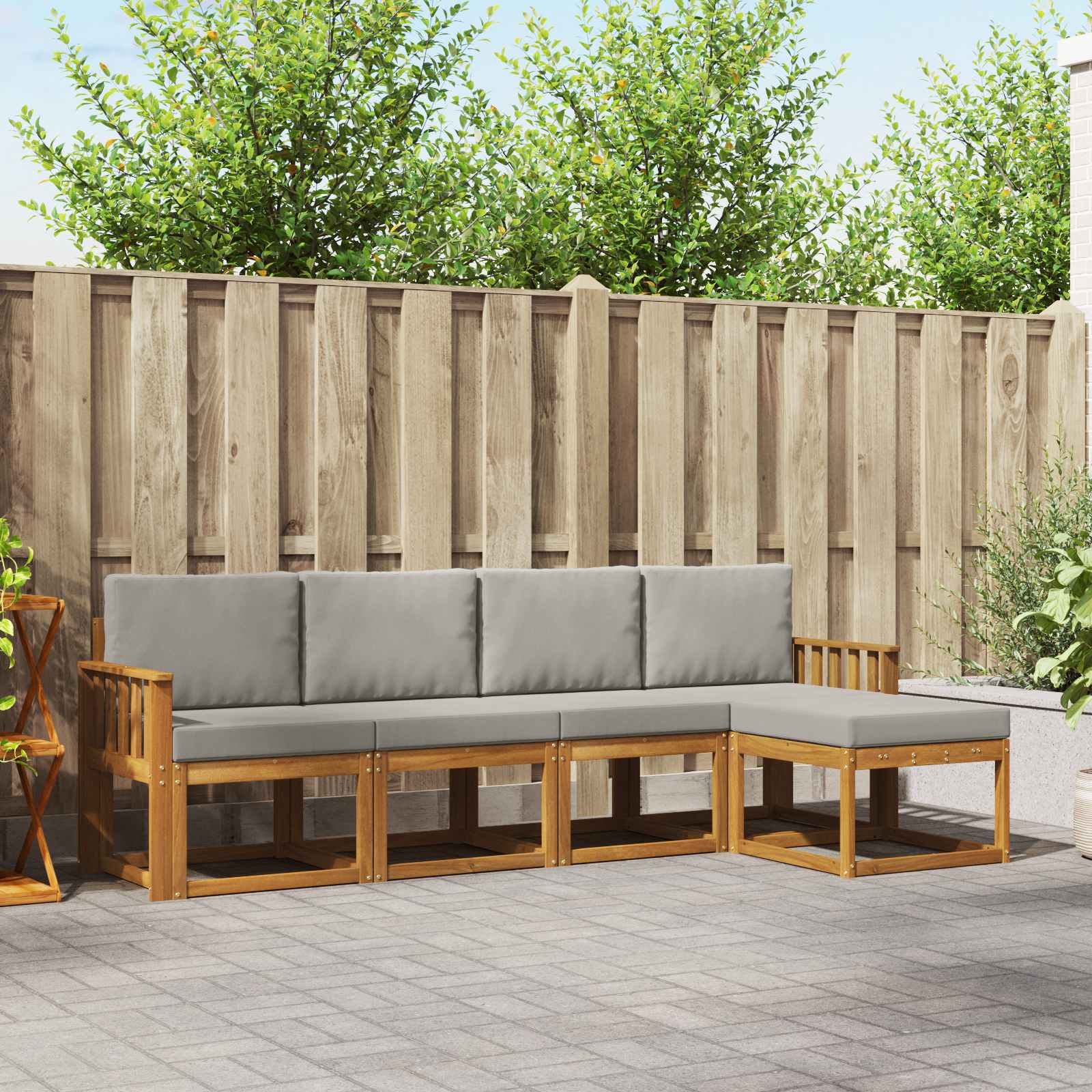 Set vanjskih sofa s jastukom 5 pcs Prirodna i svijetlo siva