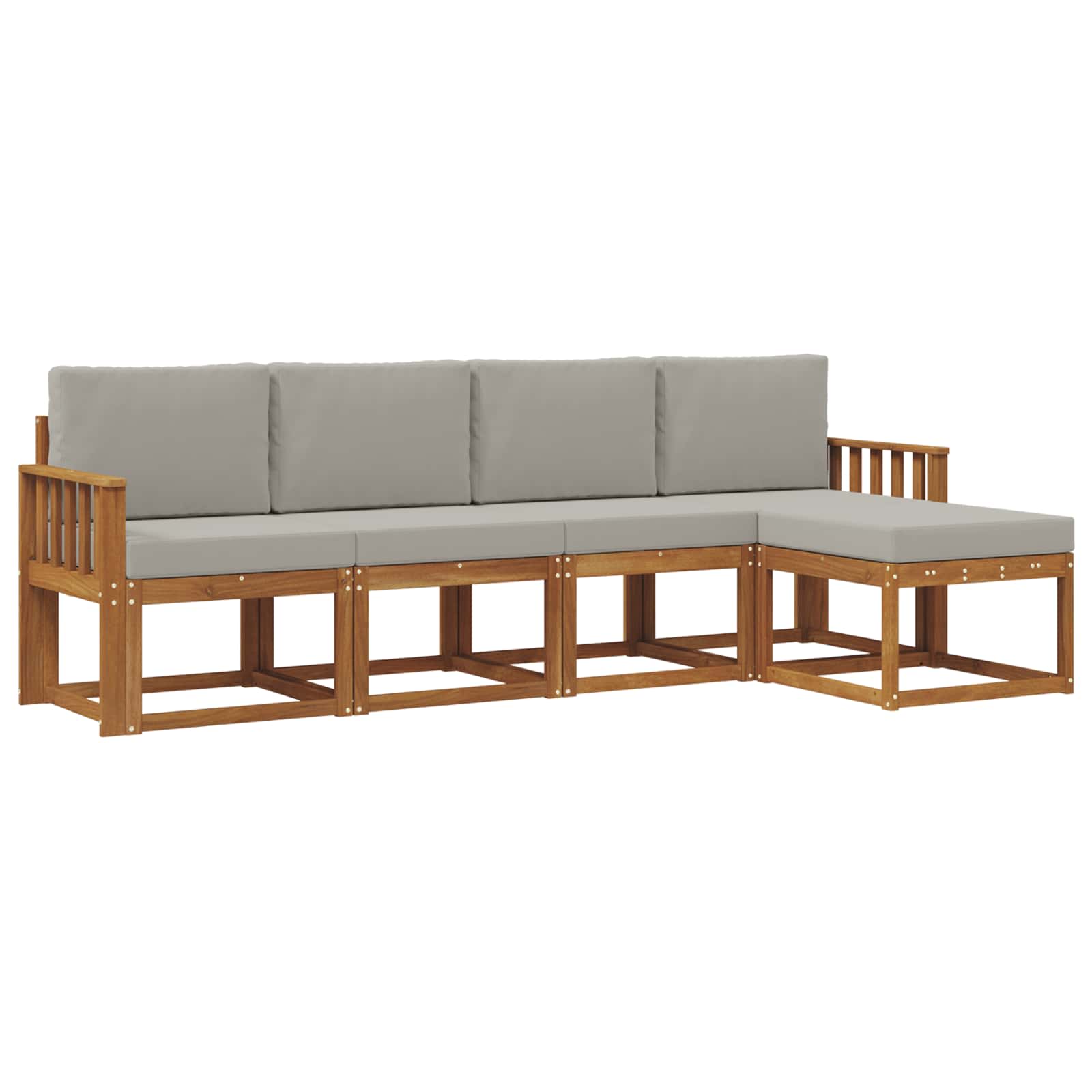 Set vanjskih sofa s jastukom 5 pcs Prirodna i svijetlo siva