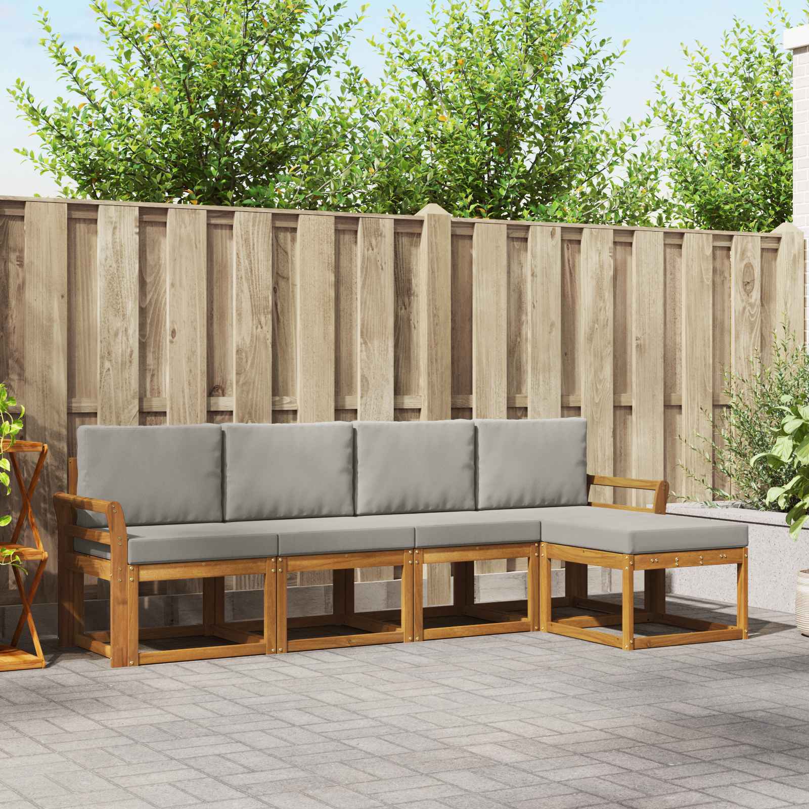 Set vanjskih sofa s jastukom 5 pcs Prirodna i svijetlo siva