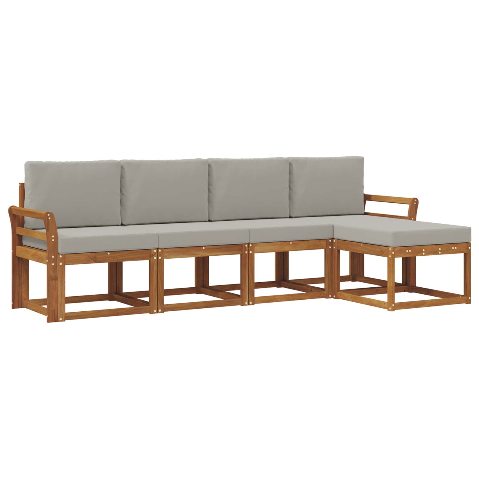 Set vanjskih sofa s jastukom 5 pcs Prirodna i svijetlo siva