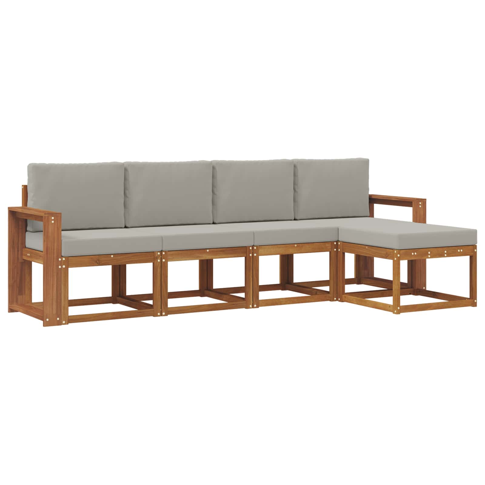 Set vanjskih sofa s jastukom 5 pcs Prirodna i svijetlo siva
