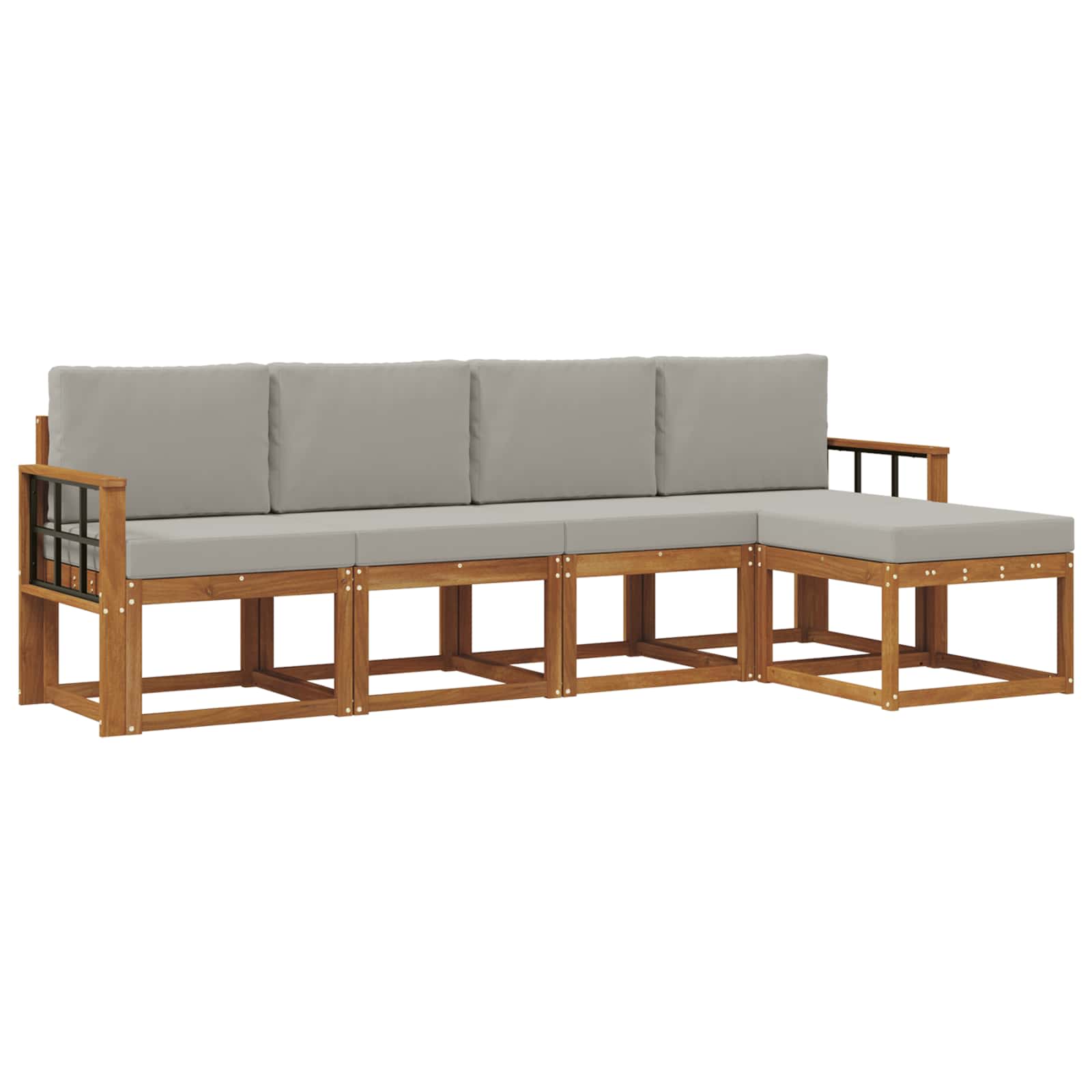 Set vanjskih sofa s jastukom 5 pcs Prirodna i svijetlo siva
